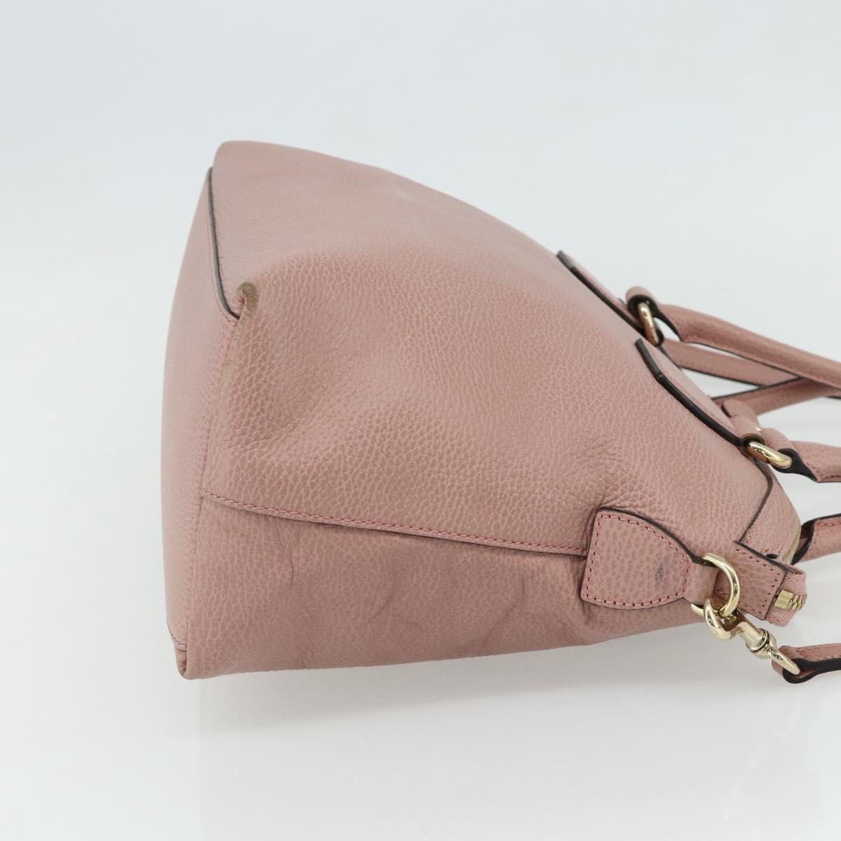 GUCCI Interlocking Hand Bag Leather Outlet 2way Pink Gold 449651 Auth ka4075