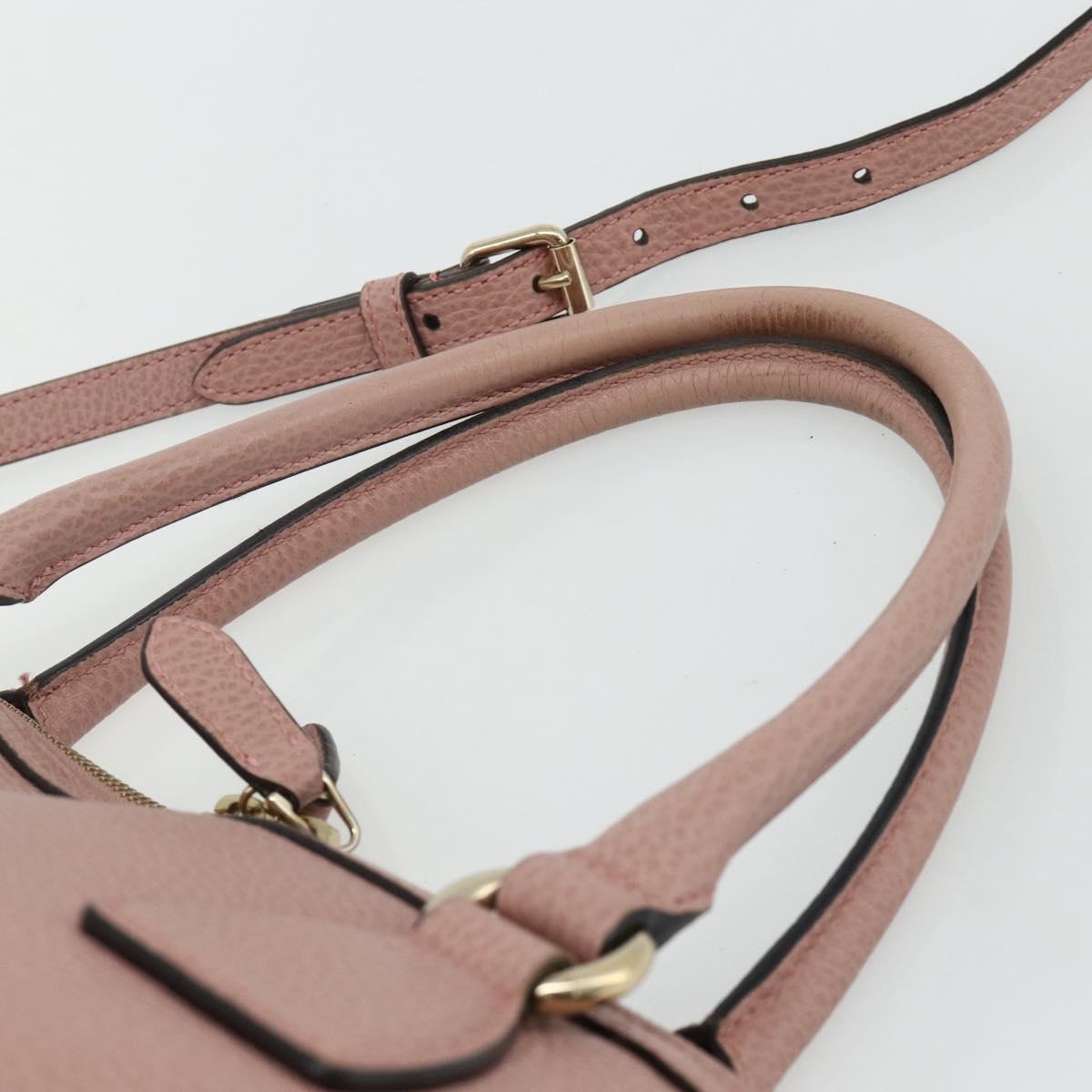 GUCCI Interlocking Hand Bag Leather Outlet 2way Pink Gold 449651 Auth ka4075