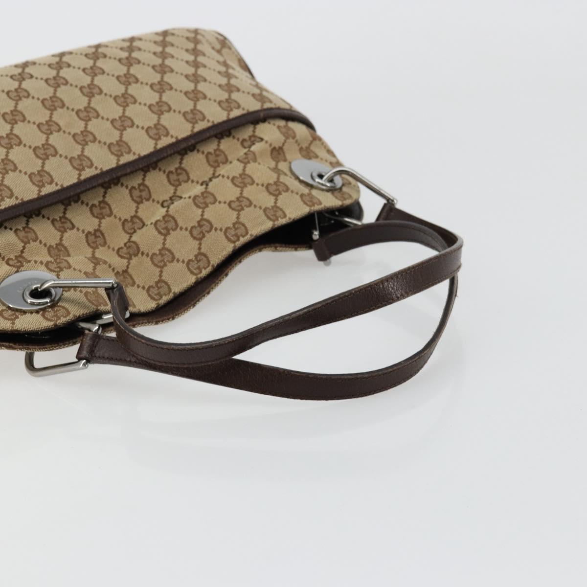 GUCCI GG Canvas Hand Bag Silver Beige 121023 Auth ka4077A