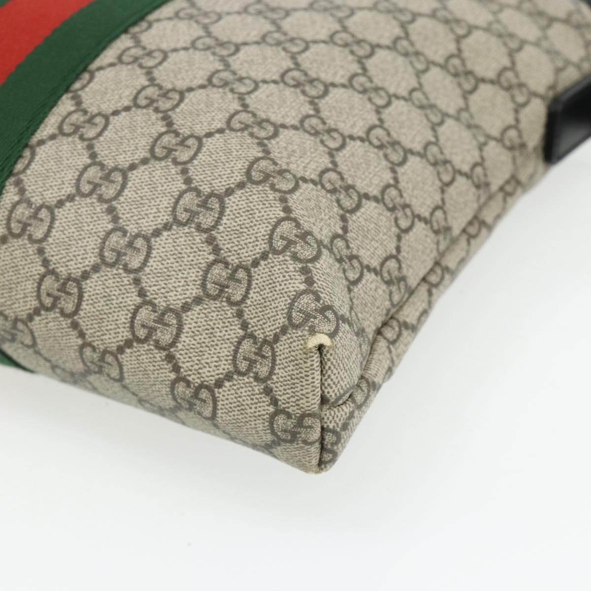 GUCCI GG Supreme Web Sherry Line Bag PVC Beige Silver 387111 Auth ka4079