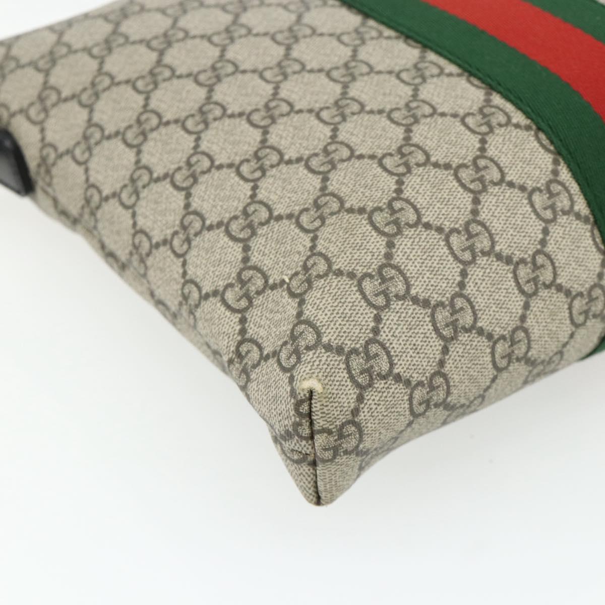 GUCCI GG Supreme Web Sherry Line Bag PVC Beige Silver 387111 Auth ka4079