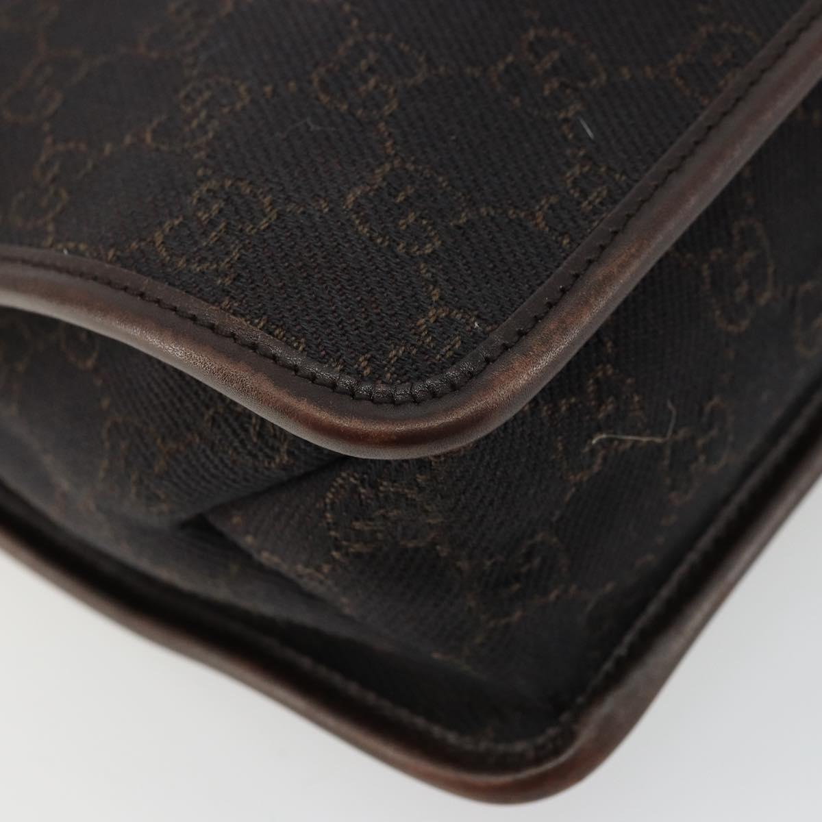 GUCCI GG Canvas Shoulder Bag Outlet Brown Silver 91762 Auth ka4080A