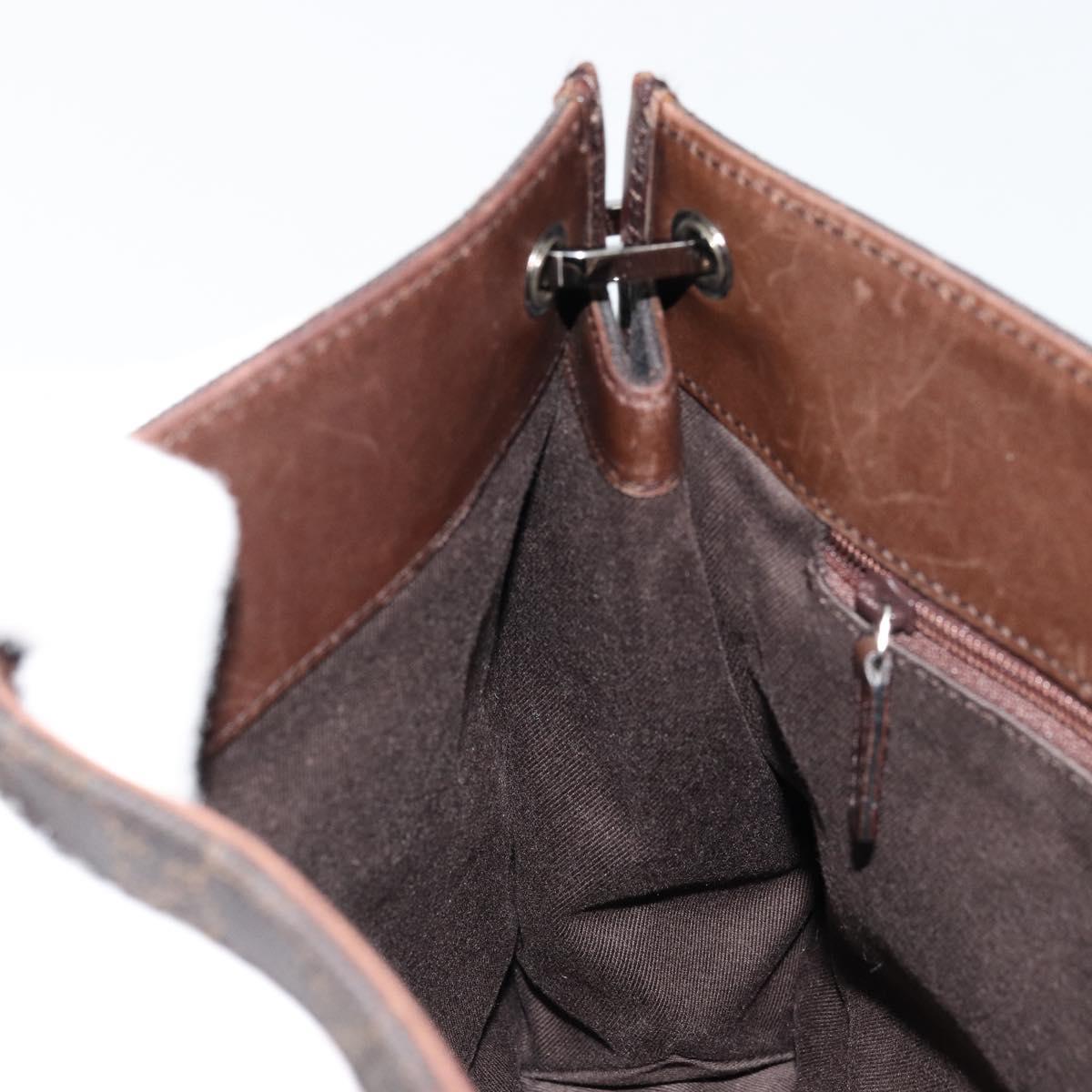 GUCCI GG Canvas Shoulder Bag Outlet Brown Silver 91762 Auth ka4080A