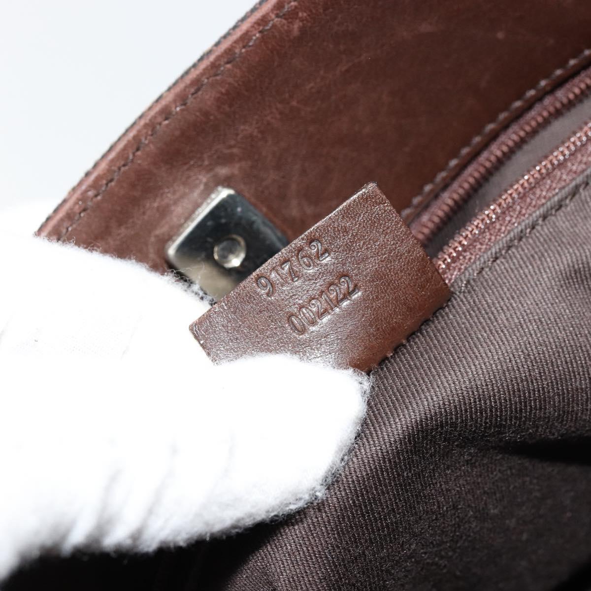 GUCCI GG Canvas Shoulder Bag Outlet Brown Silver 91762 Auth ka4080A