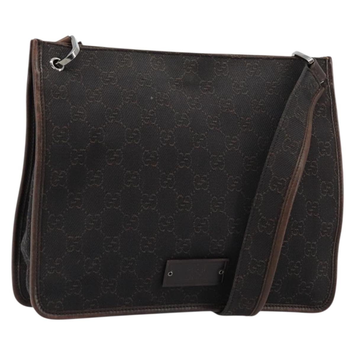 GUCCI GG Canvas Shoulder Bag Outlet Brown Silver 91762 Auth ka4080A