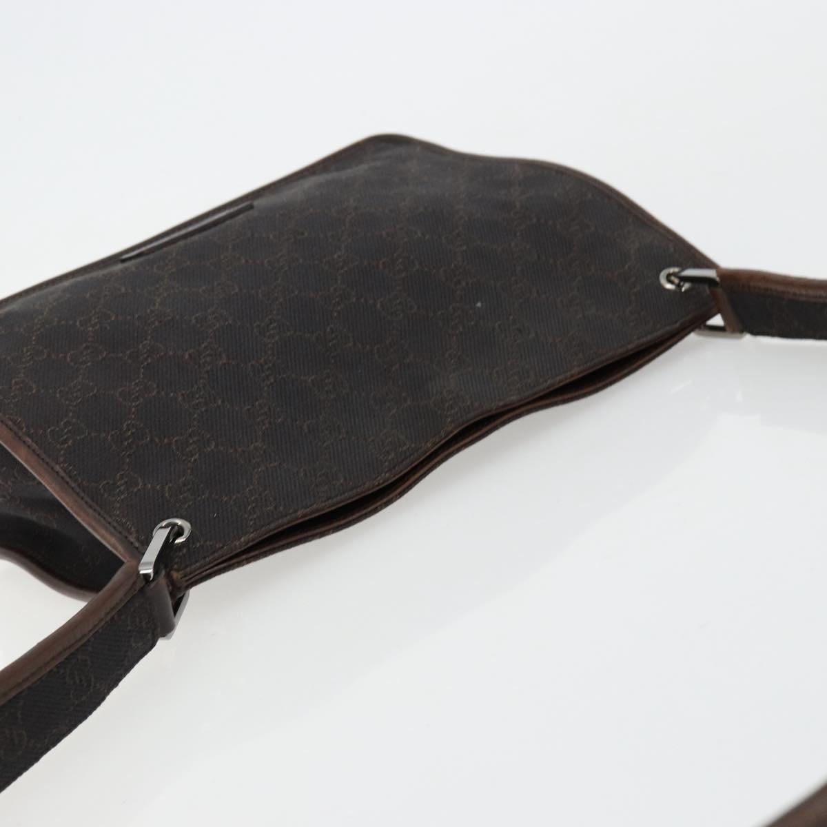 GUCCI GG Canvas Shoulder Bag Outlet Brown Silver 91762 Auth ka4080A