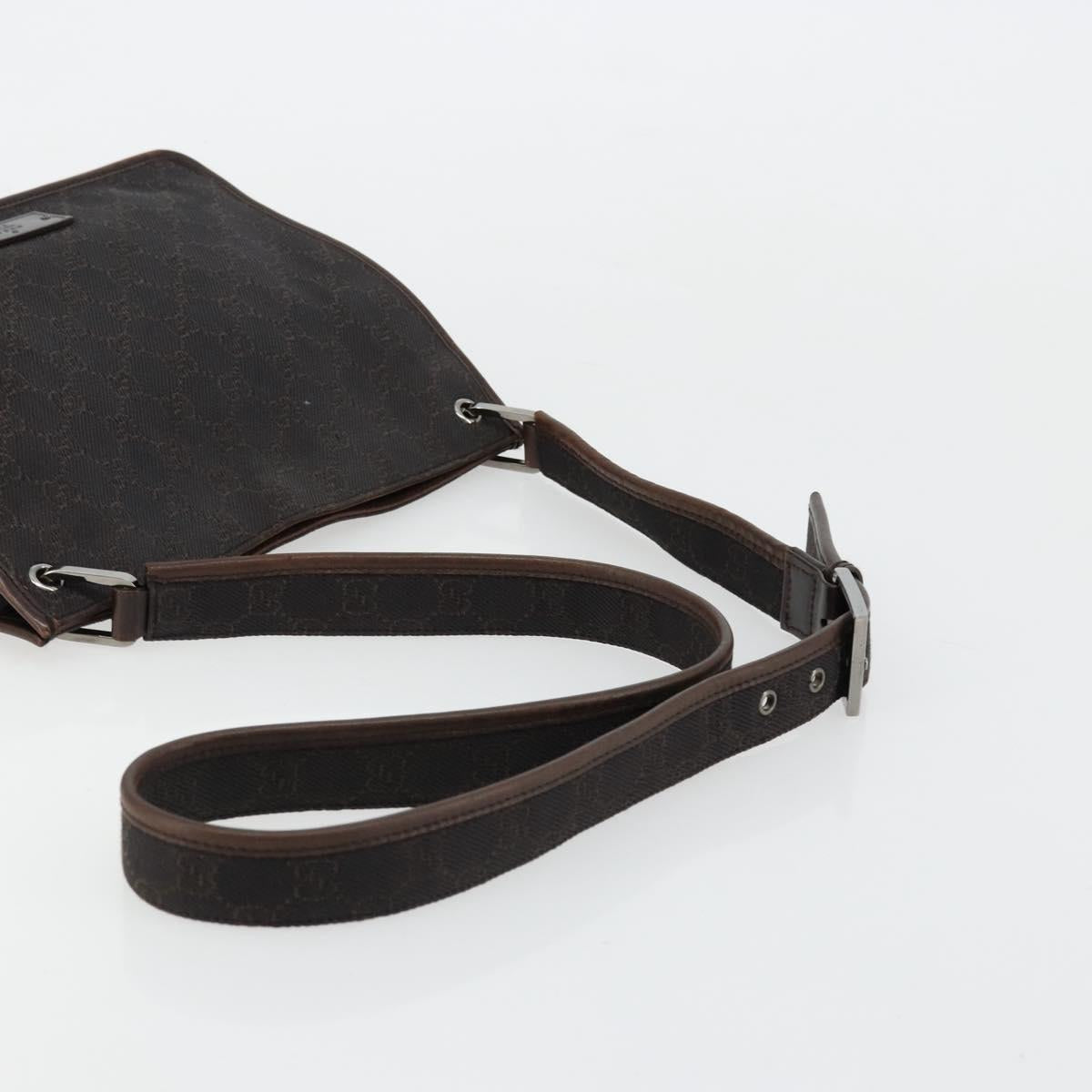 GUCCI GG Canvas Shoulder Bag Outlet Brown Silver 91762 Auth ka4080A