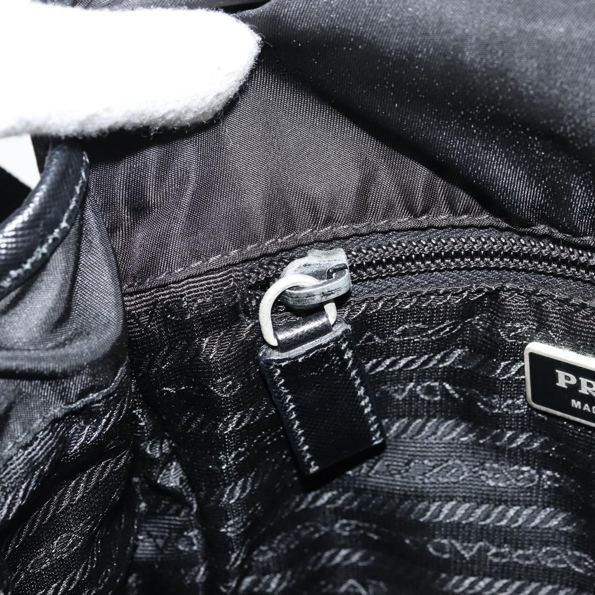 PRADA Shoulder Bag Nylon Leather Black Silver Auth ka4087