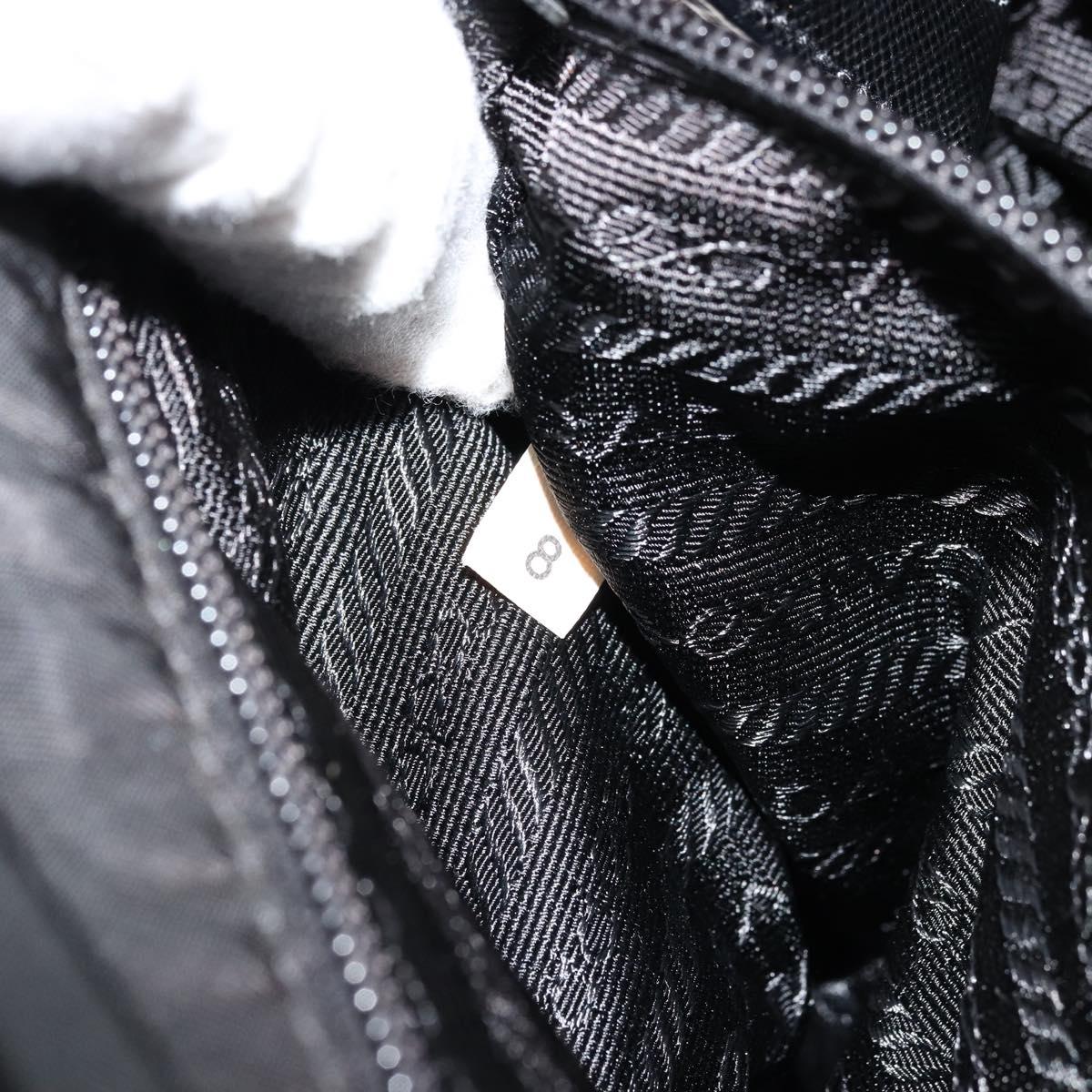 PRADA Shoulder Bag Nylon Leather Black Silver Auth ka4087