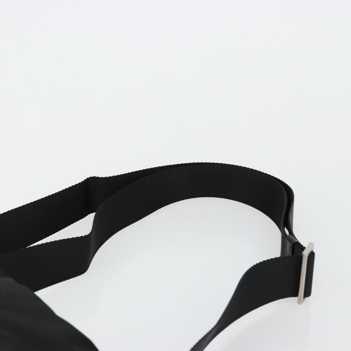 PRADA Shoulder Bag Nylon Leather Black Silver Auth ka4087