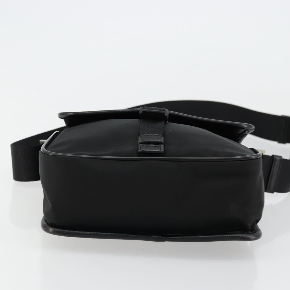 PRADA Shoulder Bag Nylon Leather Black Silver Auth ka4087