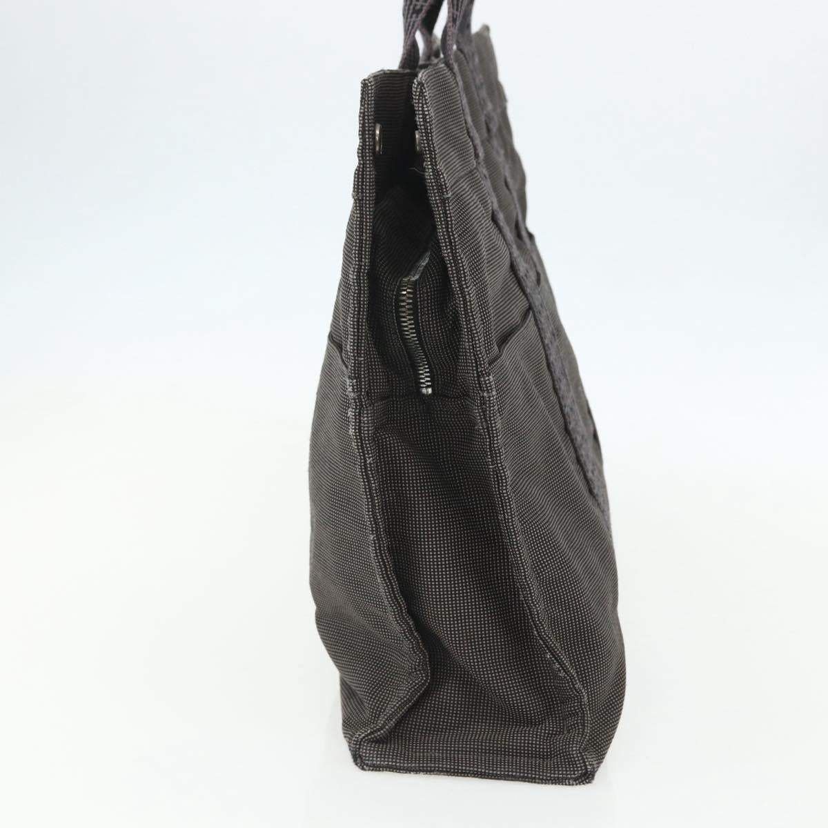 HERMES Her Line MM Hand Bag Canvas Gray Silver Auth ka409