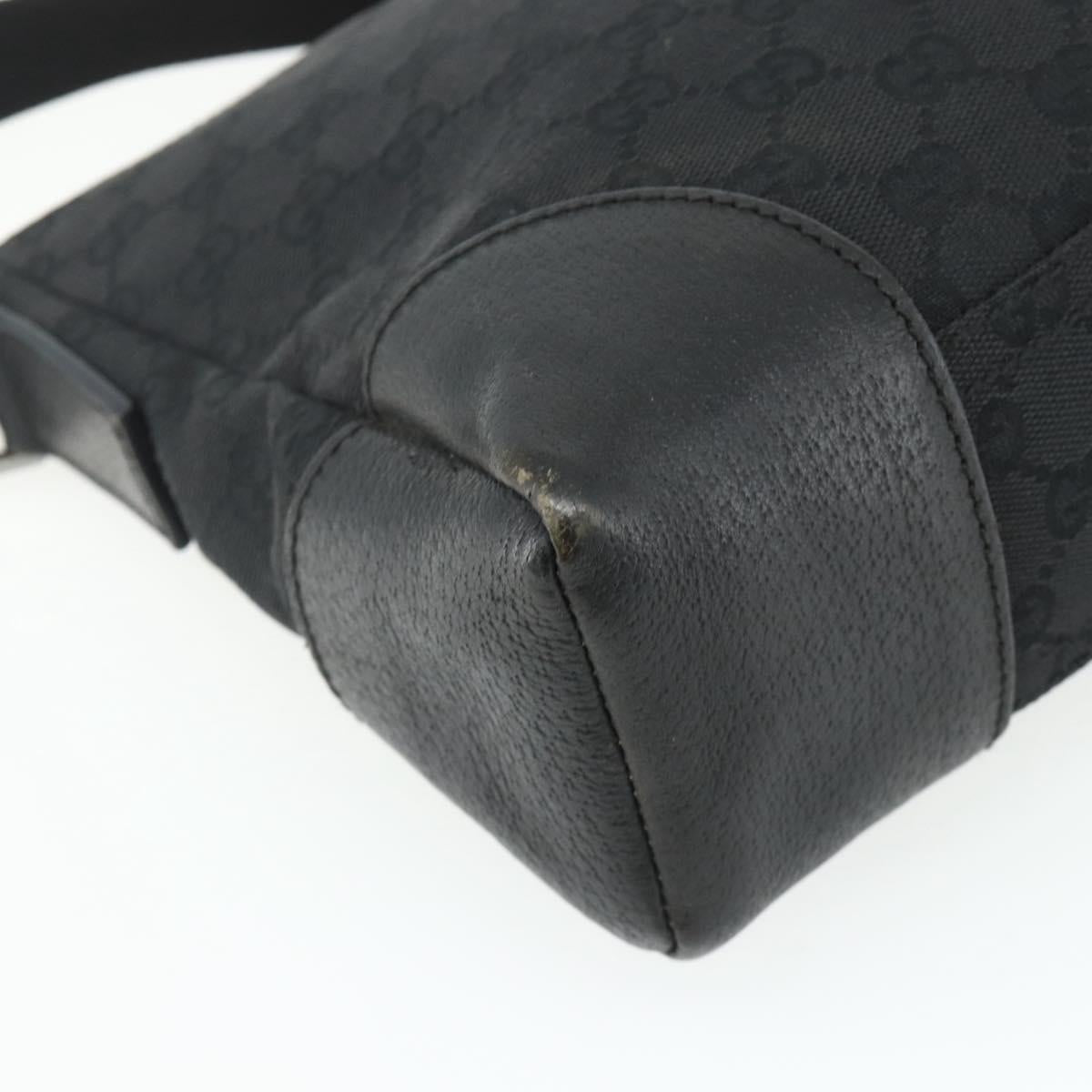 GUCCI GG Canvas Shoulder Bag Black Silver 114273 Auth ka4091