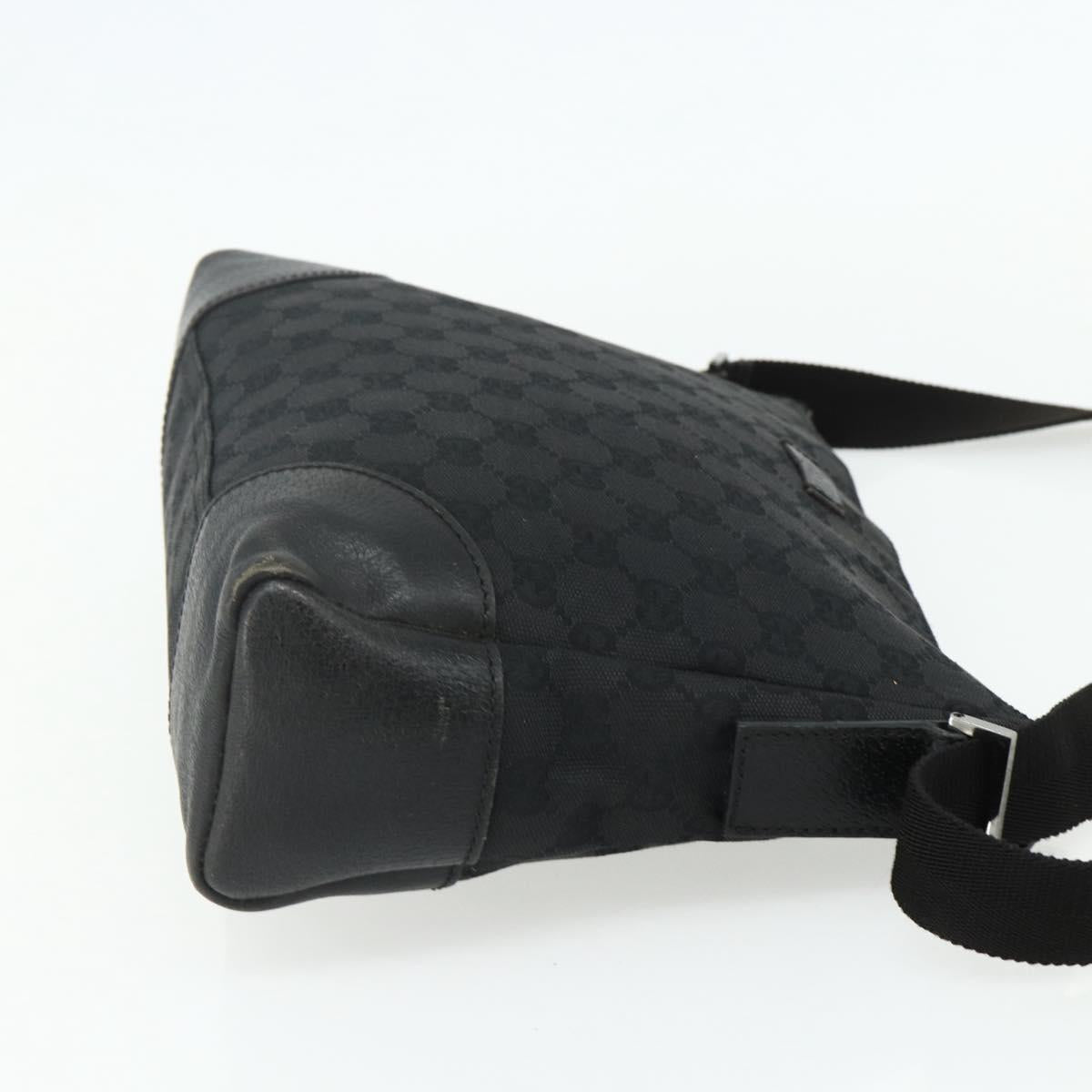 GUCCI GG Canvas Shoulder Bag Black Silver 114273 Auth ka4091