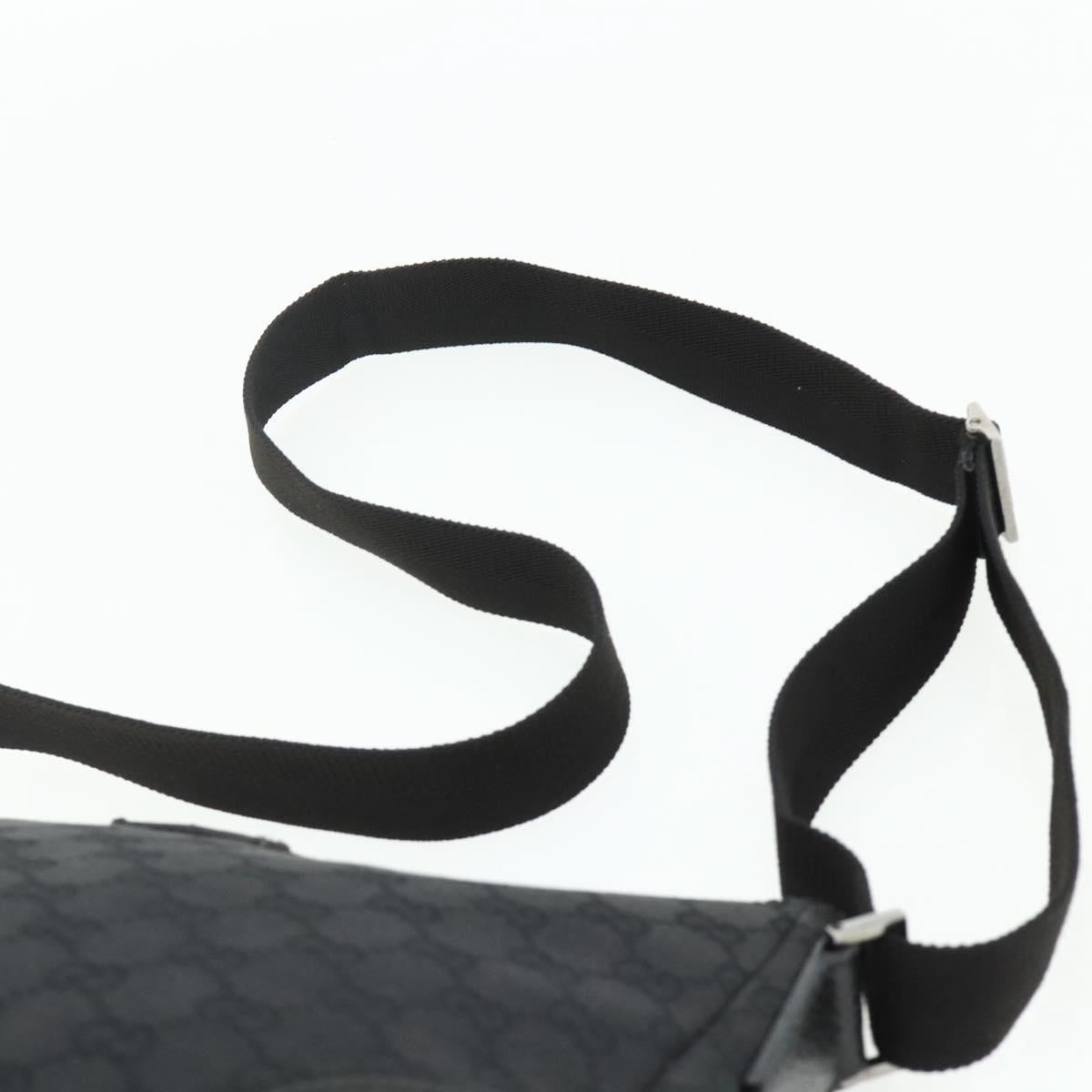 GUCCI GG Canvas Shoulder Bag Black Silver 114273 Auth ka4091