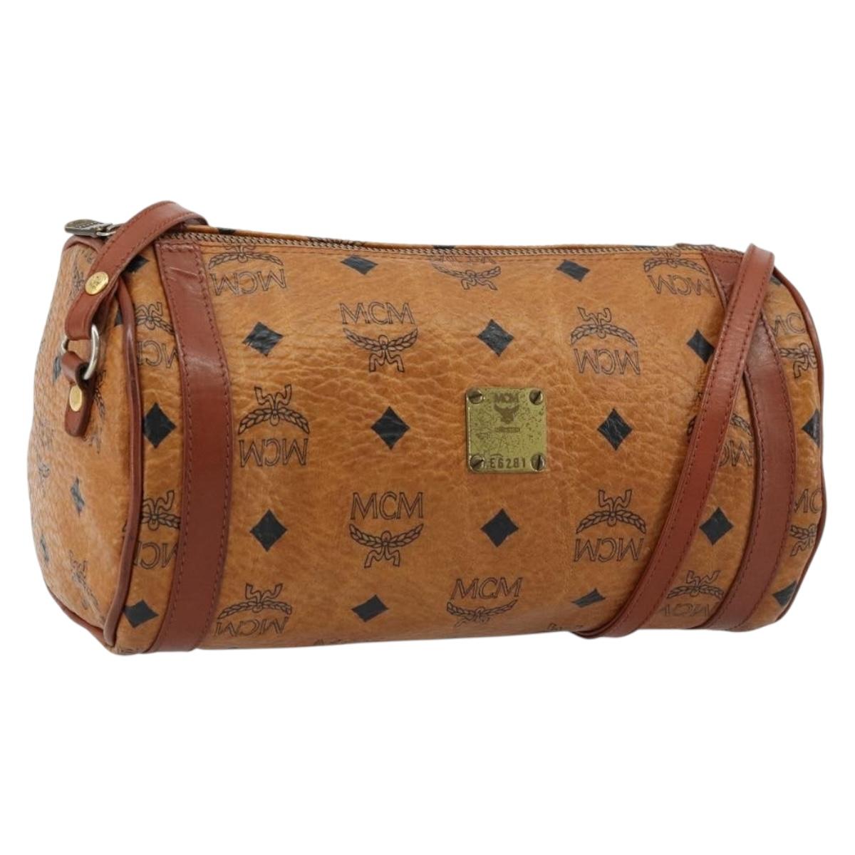 MCM Vicetos Logogram Shoulder Bag PVC Leather Brown Gold Auth ka4095A