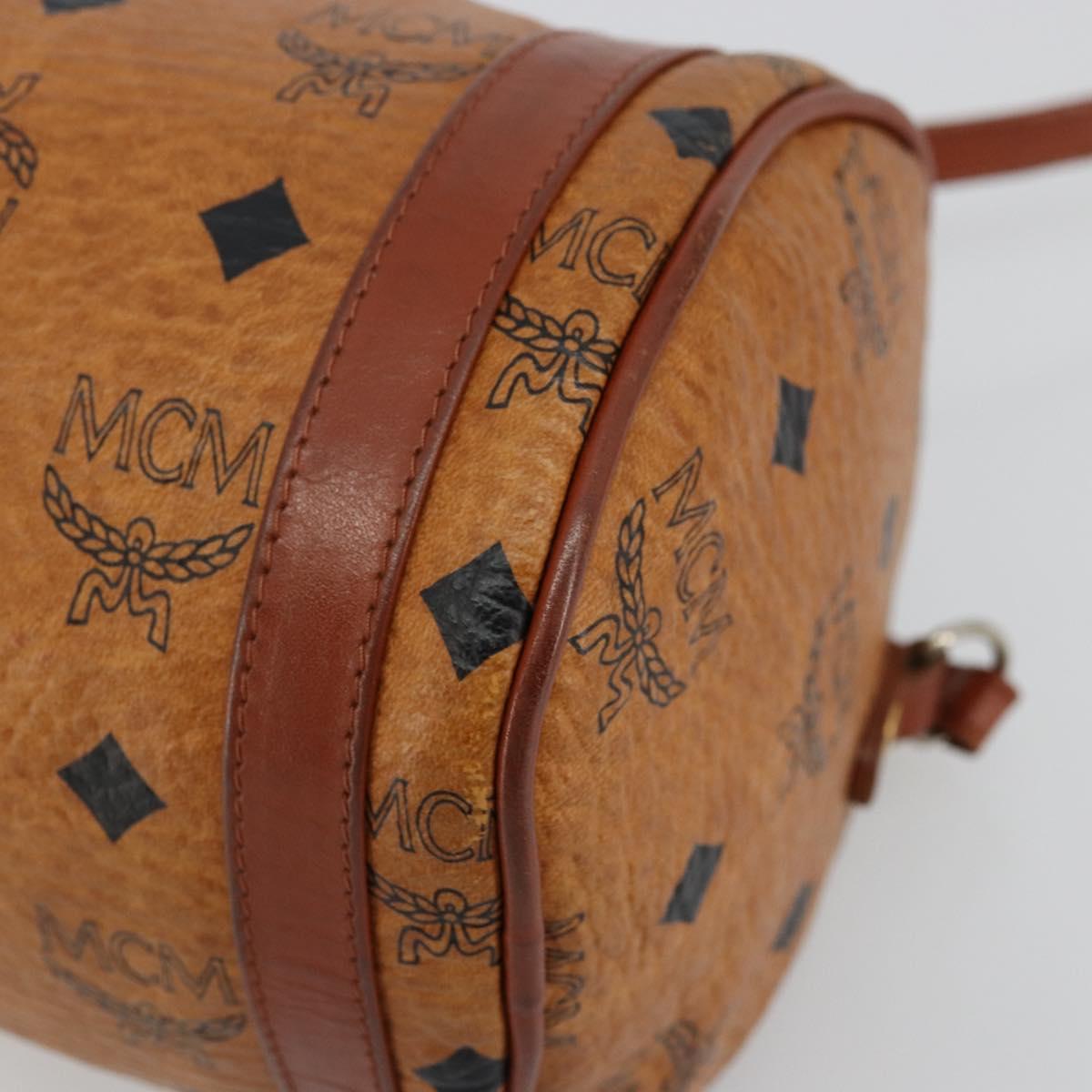 MCM Vicetos Logogram Shoulder Bag PVC Leather Brown Gold Auth ka4095A