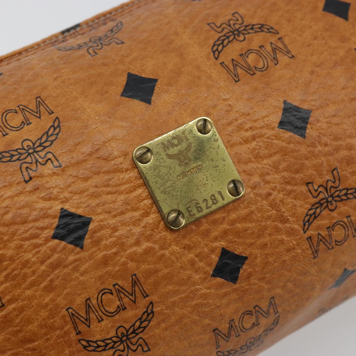 MCM Vicetos Logogram Shoulder Bag PVC Leather Brown Gold Auth ka4095A