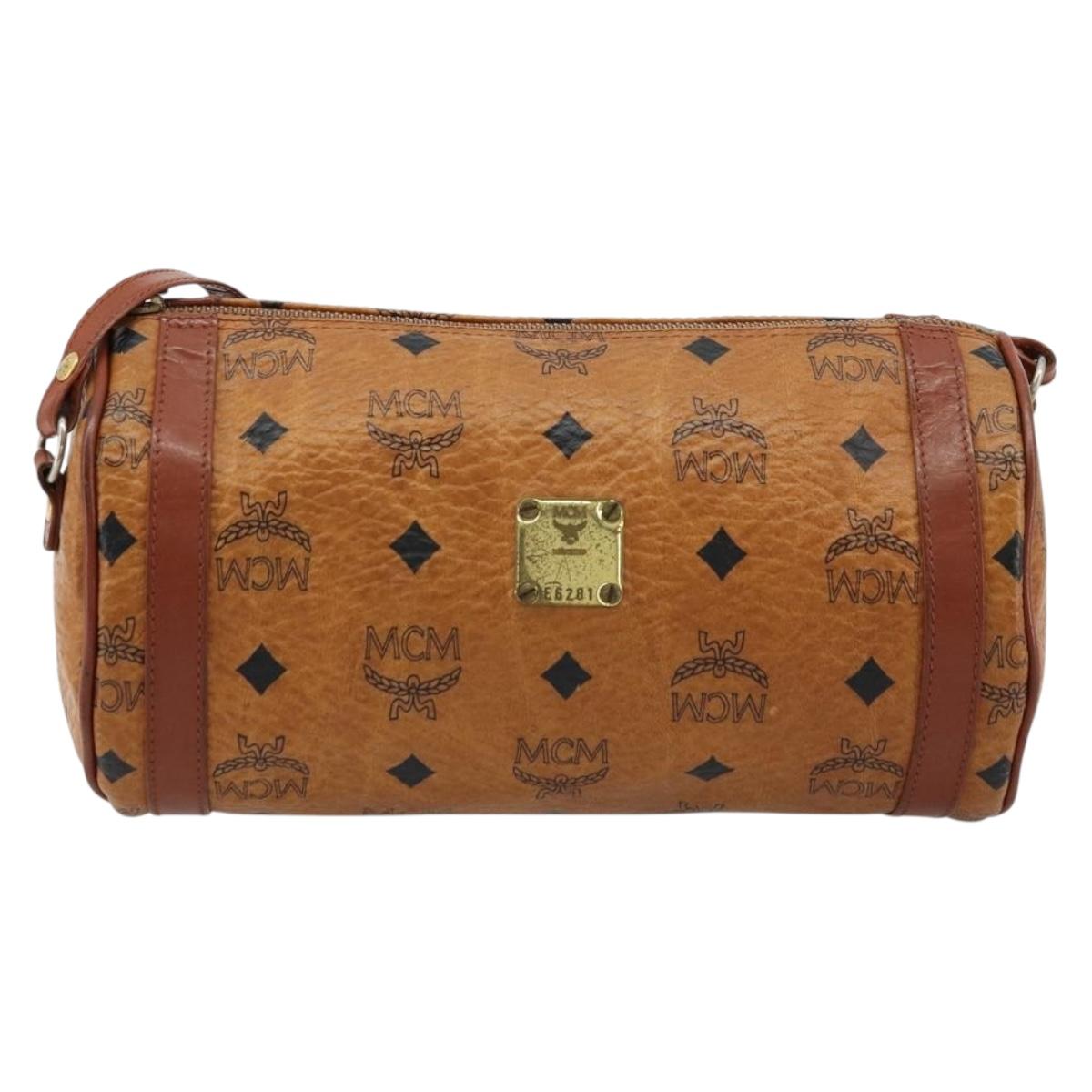 MCM Vicetos Logogram Shoulder Bag PVC Leather Brown Gold Auth ka4095A