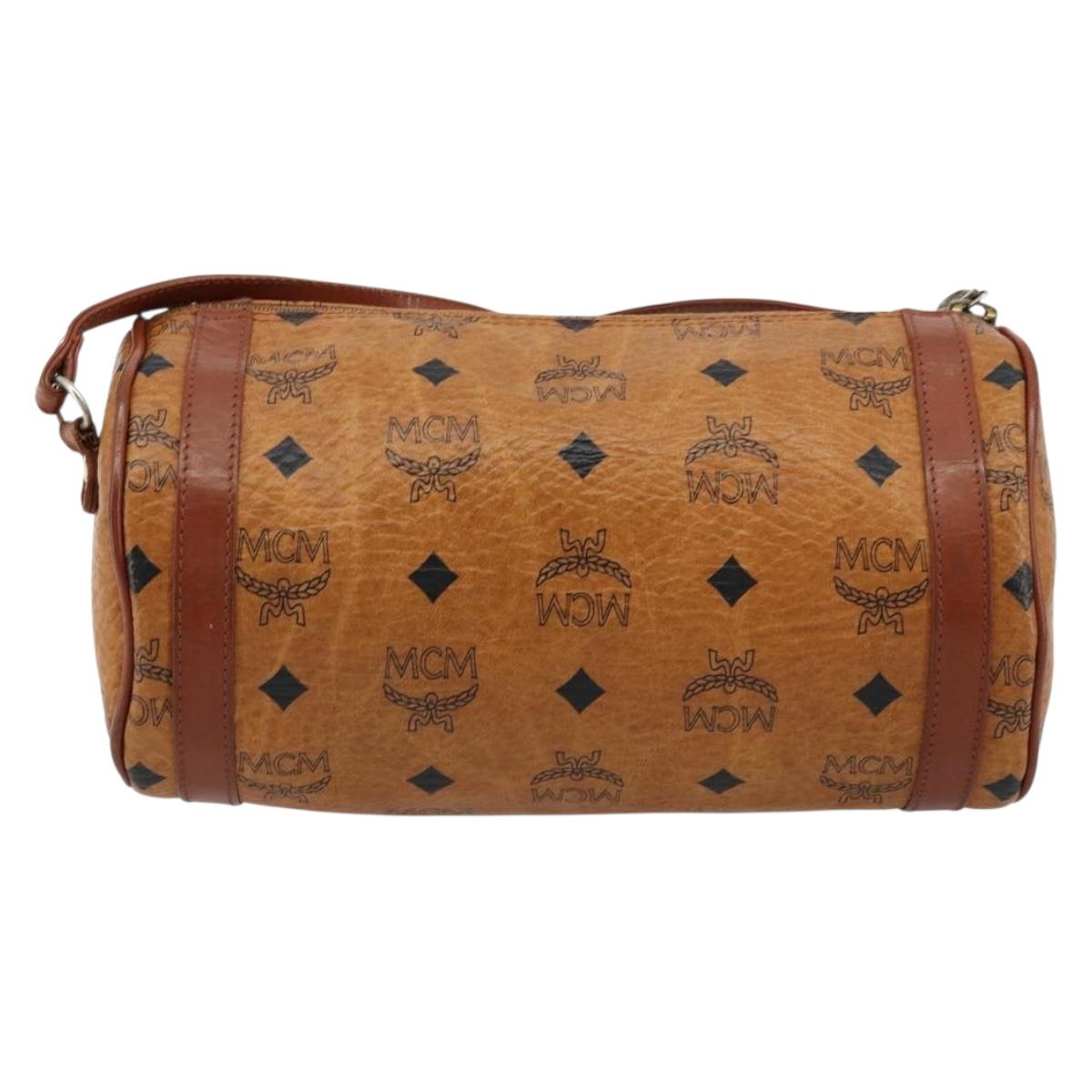 MCM Vicetos Logogram Shoulder Bag PVC Leather Brown Gold Auth ka4095A