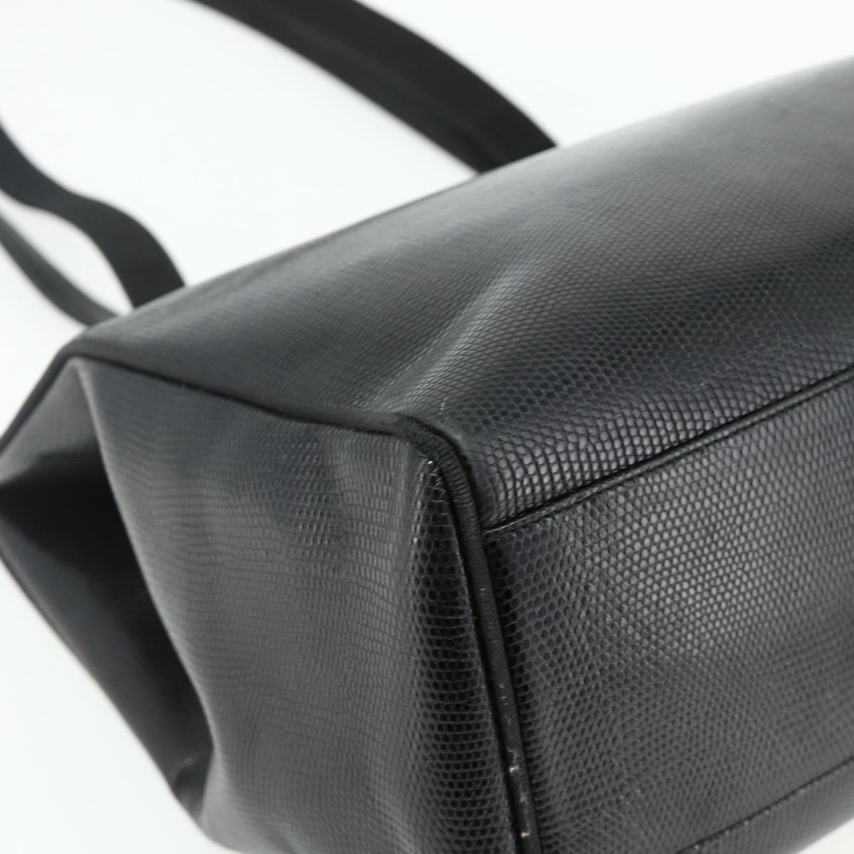 Salvatore Ferragamo Vala Tote Bag Leather Black Gold Auth ka4098