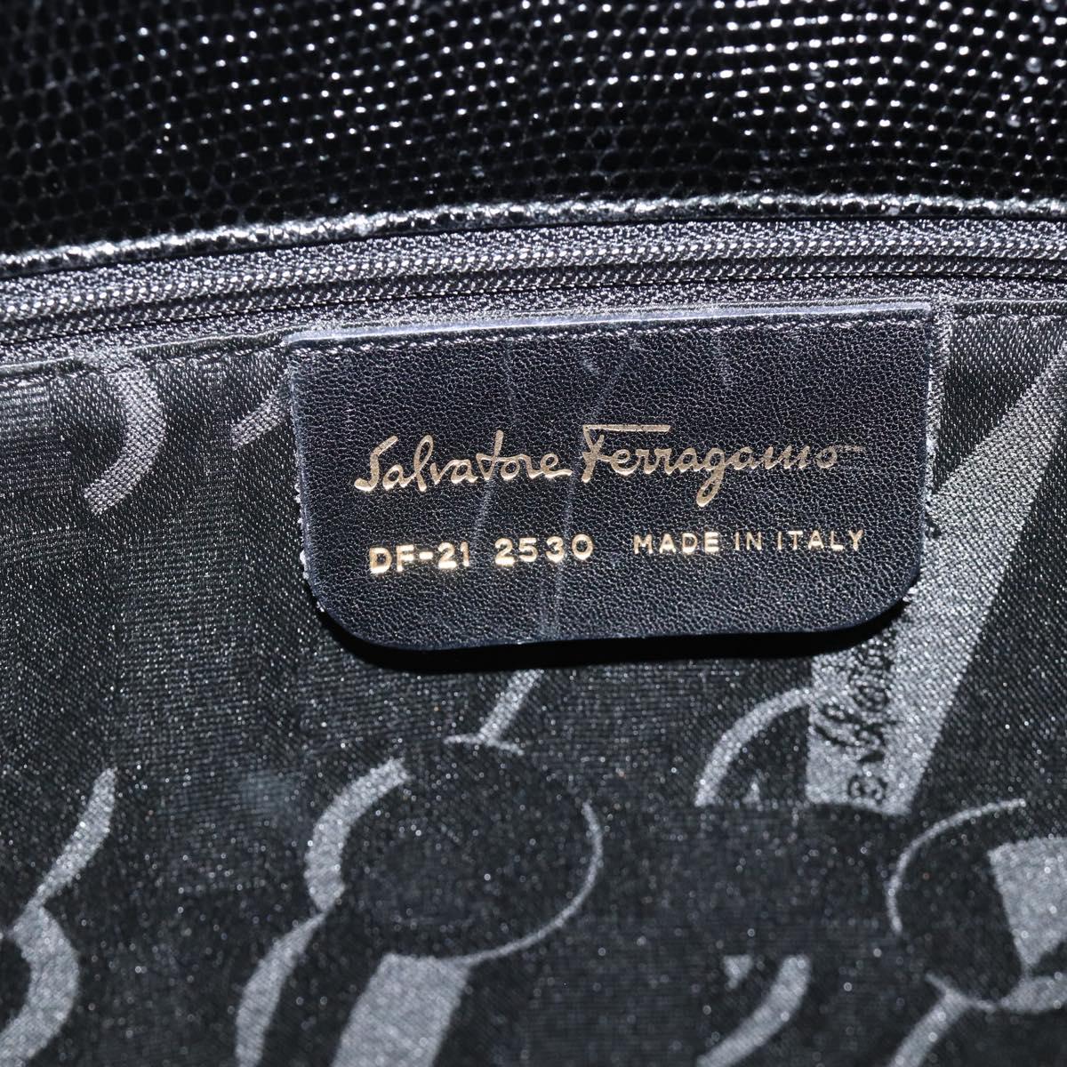 Salvatore Ferragamo Vala Tote Bag Leather Black Gold Auth ka4098