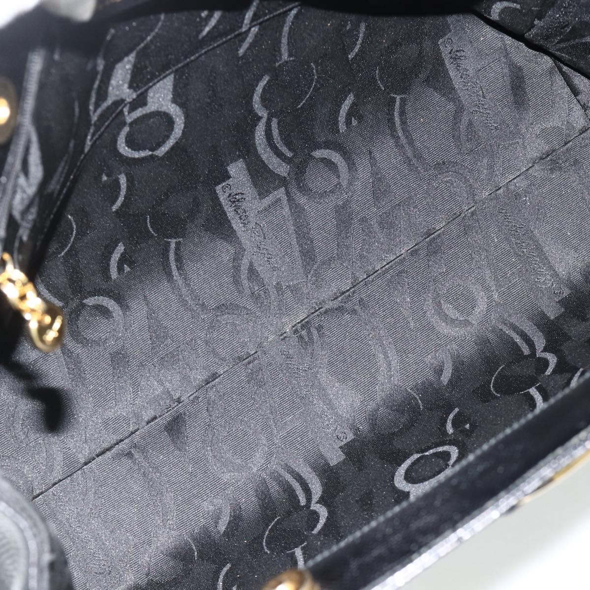 Salvatore Ferragamo Vala Tote Bag Leather Black Gold Auth ka4098
