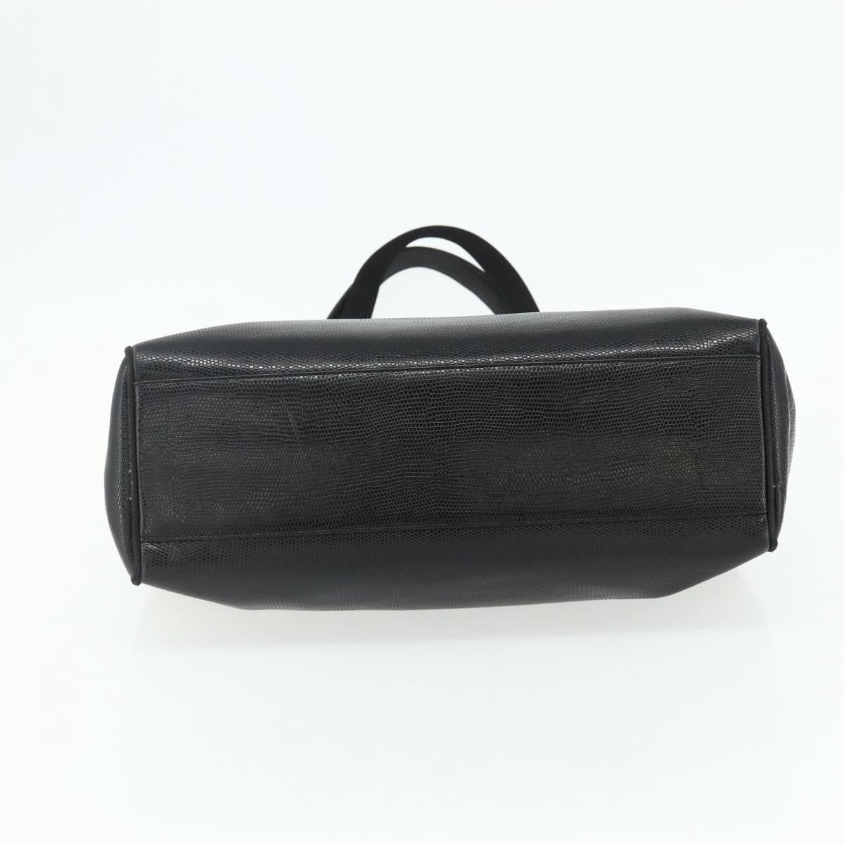 Salvatore Ferragamo Vala Tote Bag Leather Black Gold Auth ka4098
