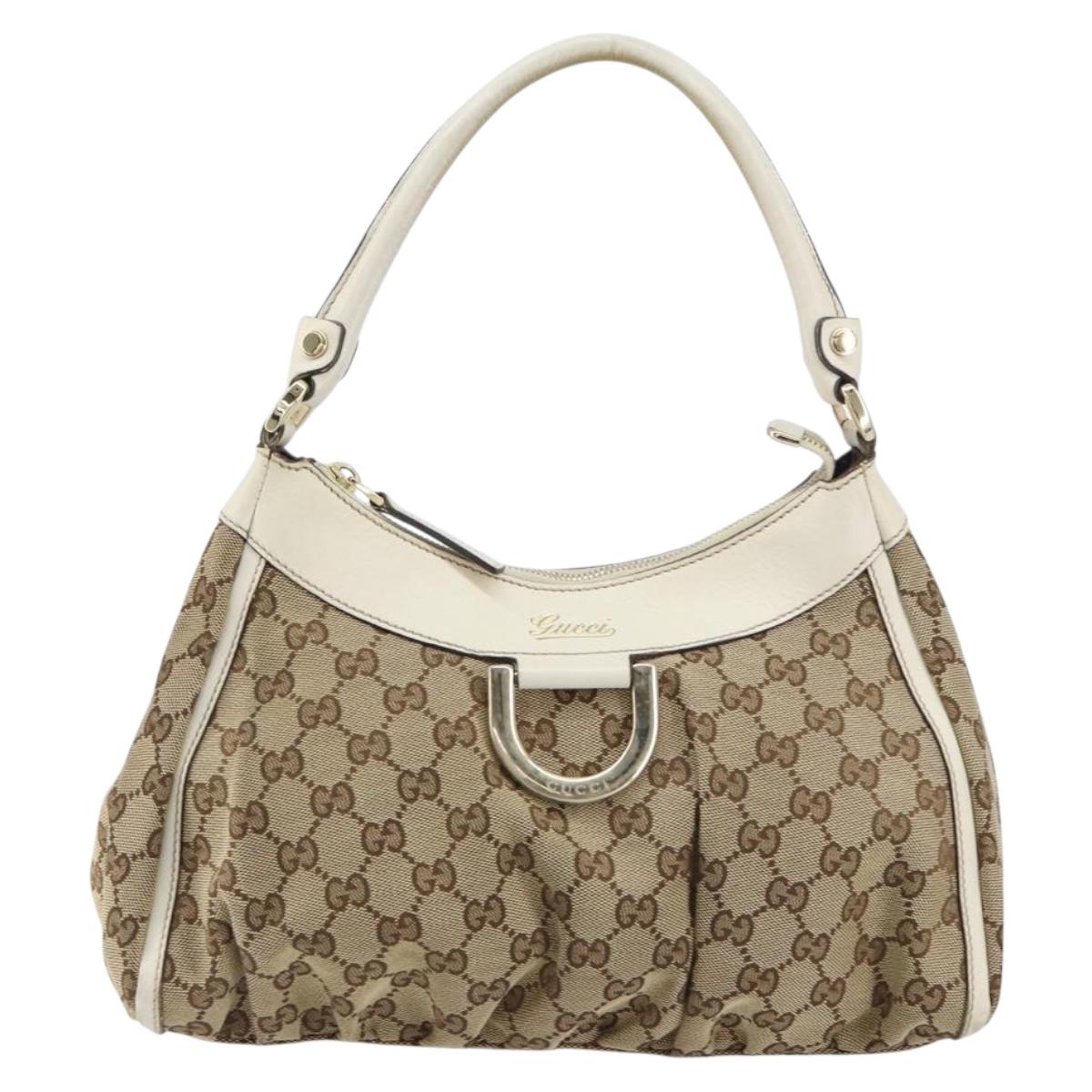 GUCCI GG Canvas Abbey Hand Bag Beige Gold 190525 Auth ka410