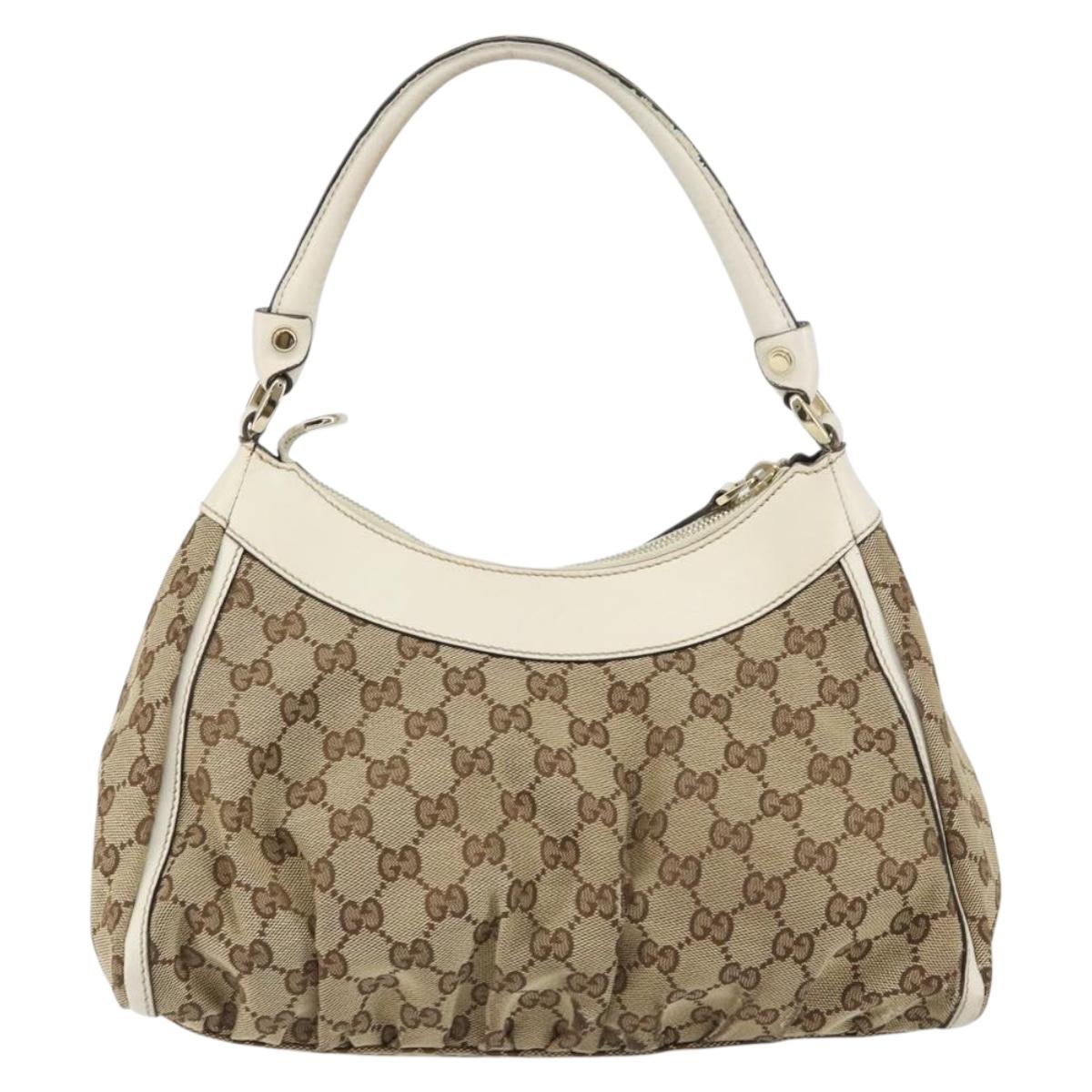 GUCCI GG Canvas Abbey Hand Bag Beige Gold 190525 Auth ka410