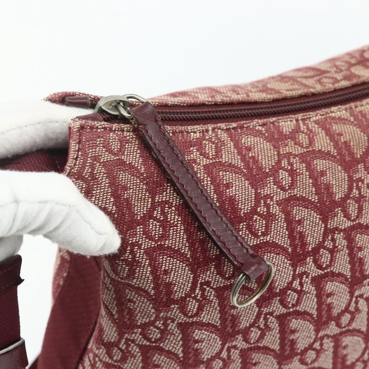 Christian Dior Trotter Canvas Shoulder Bag Red Silver Auth ka4100A