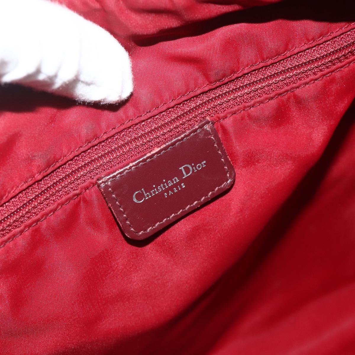 Christian Dior Trotter Canvas Shoulder Bag Red Silver Auth ka4100A