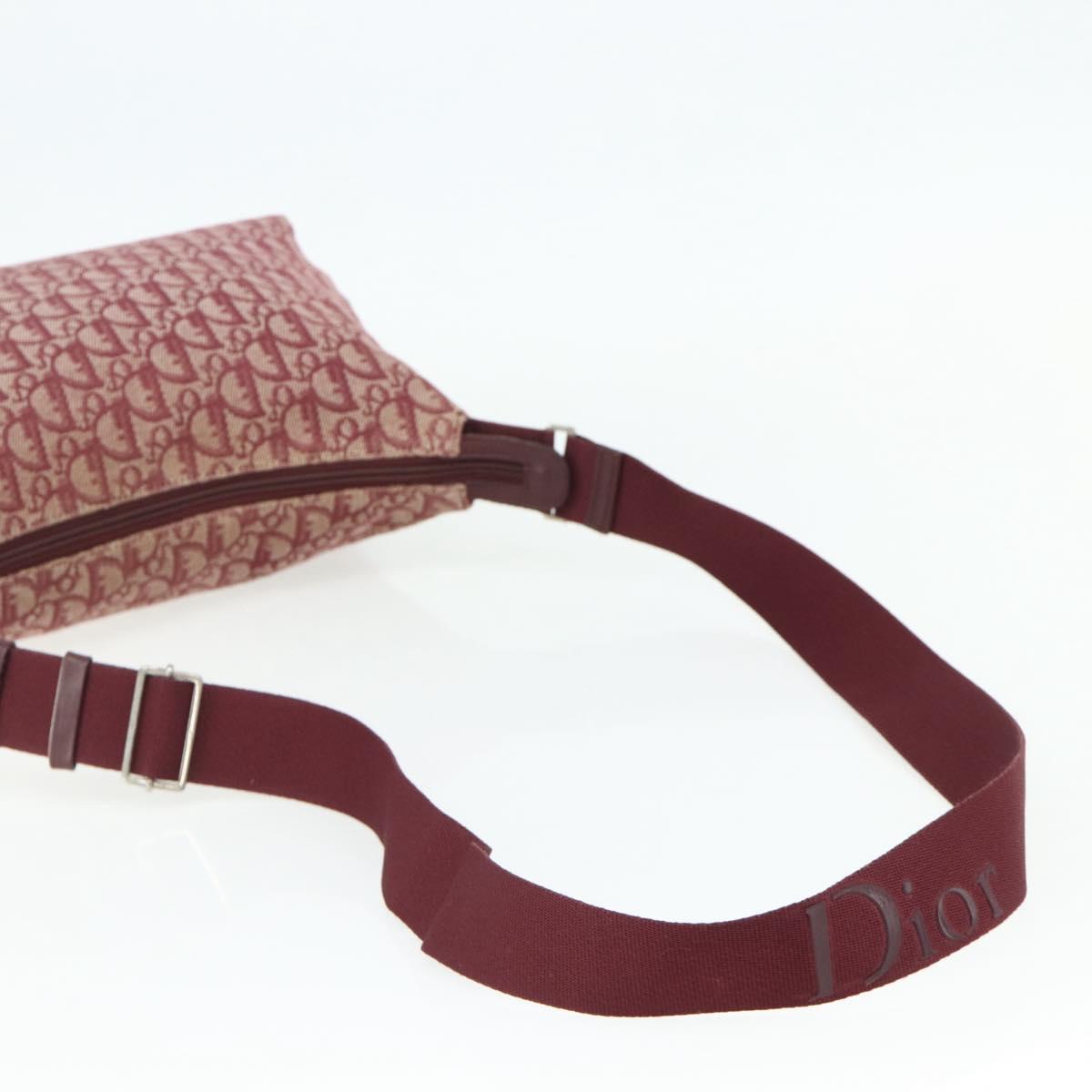 Christian Dior Trotter Canvas Shoulder Bag Red Silver Auth ka4100A