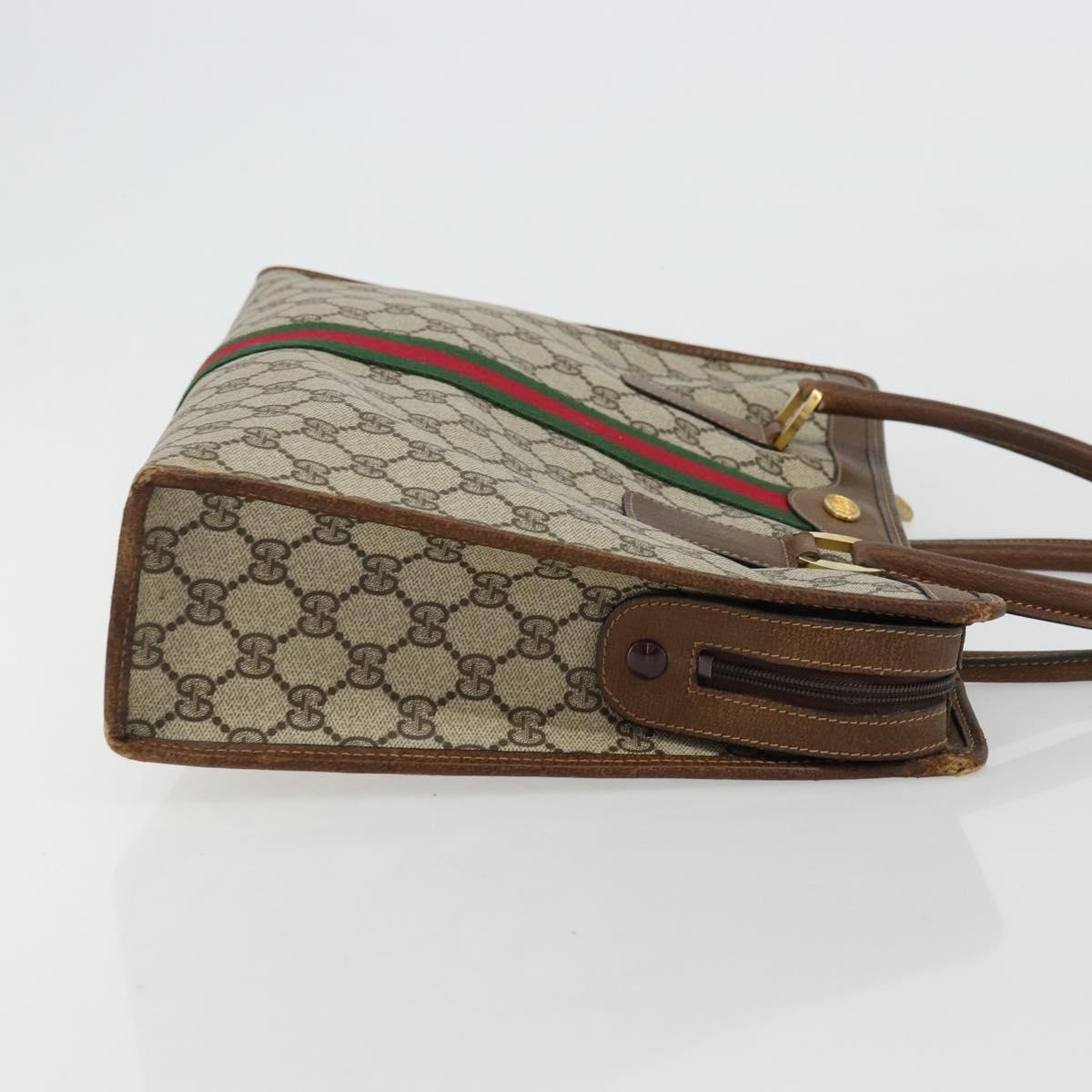 GUCCI GG Supreme Web Sherry Line Hand Bag PVC Beige Gold 002 4083 39 Auth ka4103