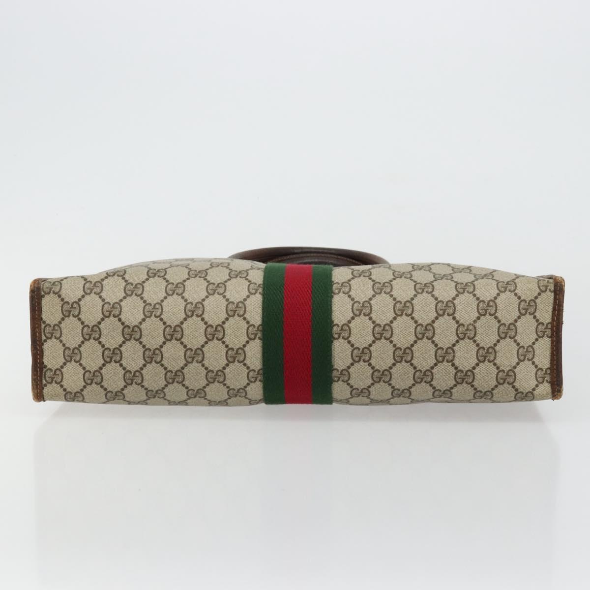 GUCCI GG Supreme Web Sherry Line Hand Bag PVC Beige Gold 002 4083 39 Auth ka4103