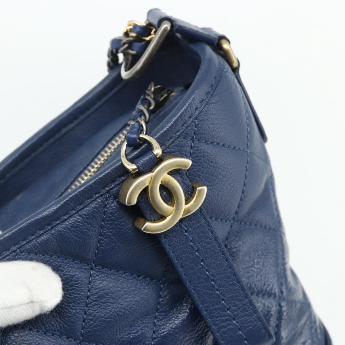 CHANEL Chain Gabriel De Chanel Bag Caviar Skin Blue Gold CC Auth ka4104SAV