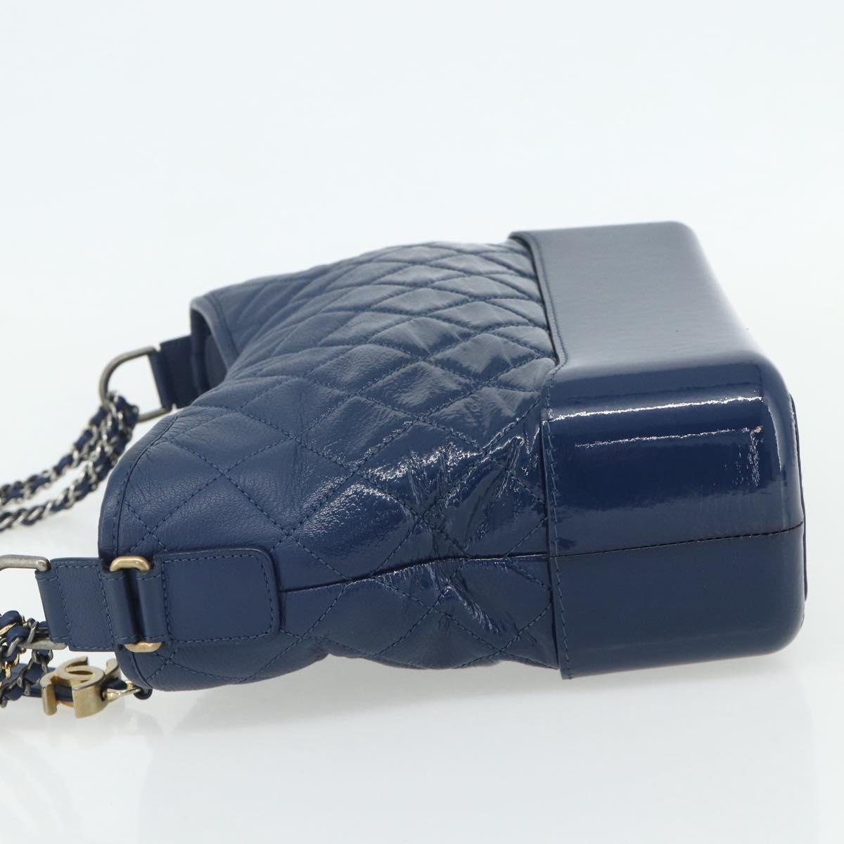 CHANEL Chain Gabriel De Chanel Bag Caviar Skin Blue Gold CC Auth ka4104SAV