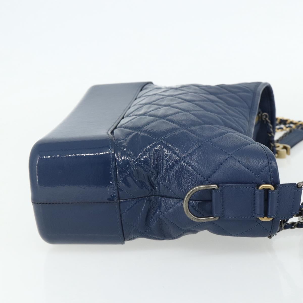 CHANEL Chain Gabriel De Chanel Bag Caviar Skin Blue Gold CC Auth ka4104SAV