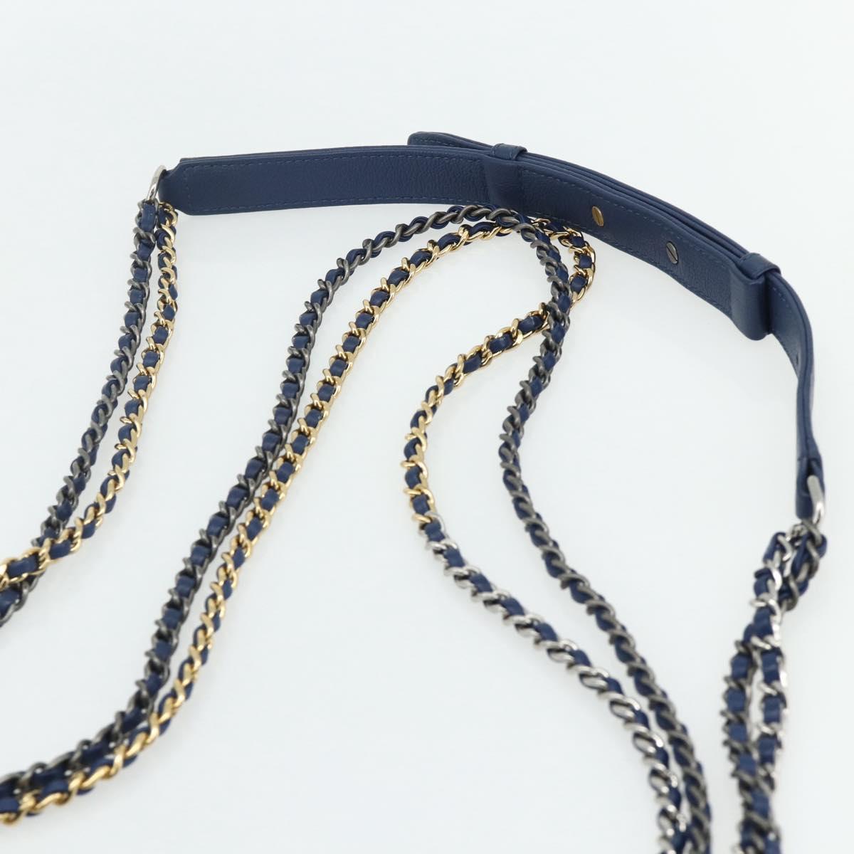 CHANEL Chain Gabriel De Chanel Bag Caviar Skin Blue Gold CC Auth ka4104SAV