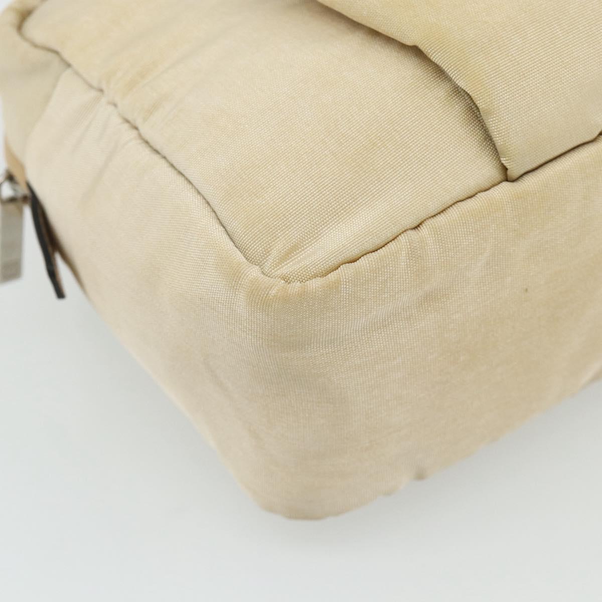LOEWE Hand Bag Leather Beige Silver Auth ka4107