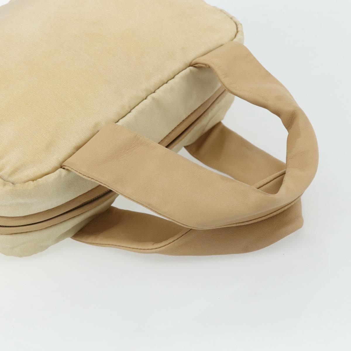 LOEWE Hand Bag Leather Beige Silver Auth ka4107
