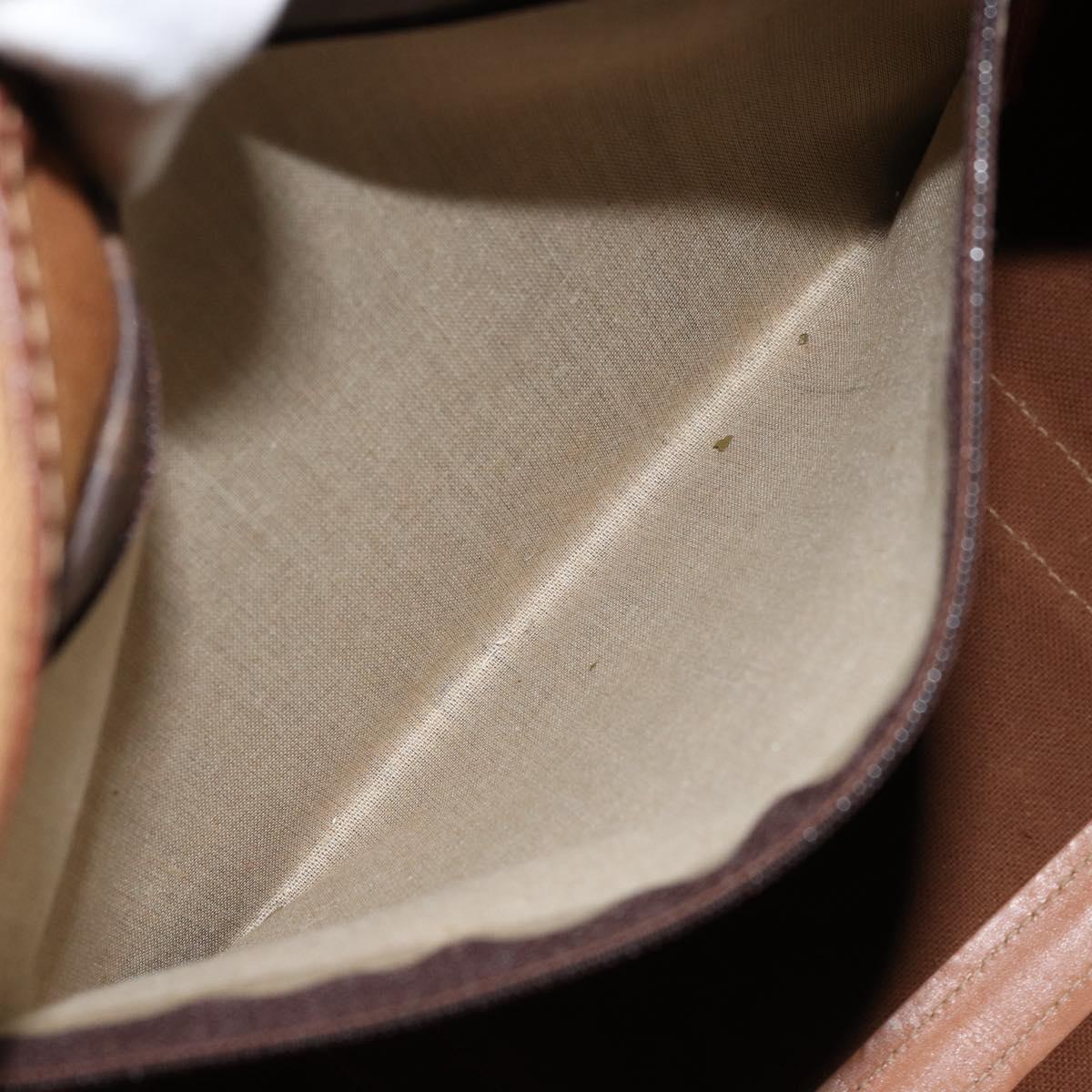 CELINE Macadam Canvas Boston Bag PVC Leather Brown Gold Auth ka4108A