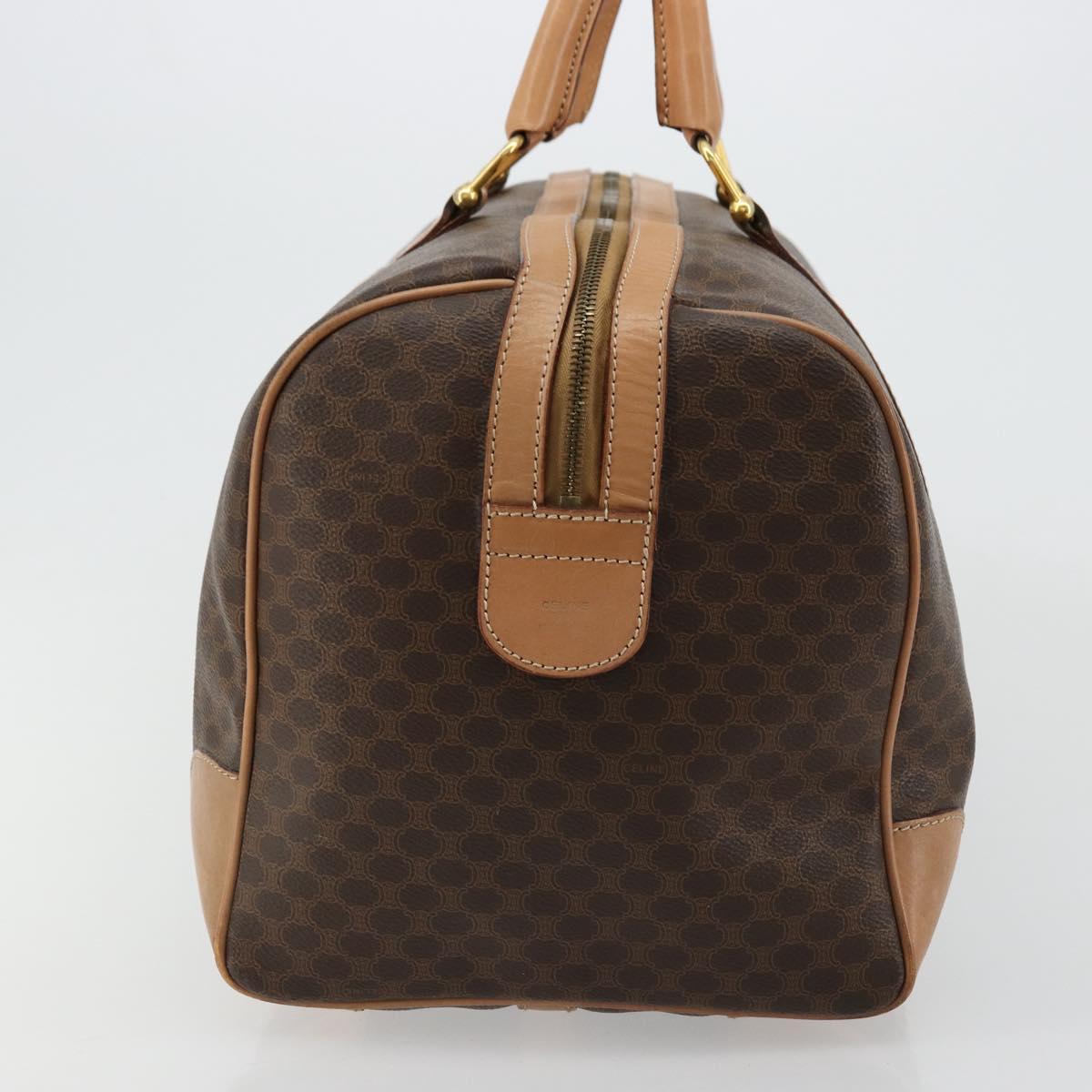 CELINE Macadam Canvas Boston Bag PVC Leather Brown Gold Auth ka4108A