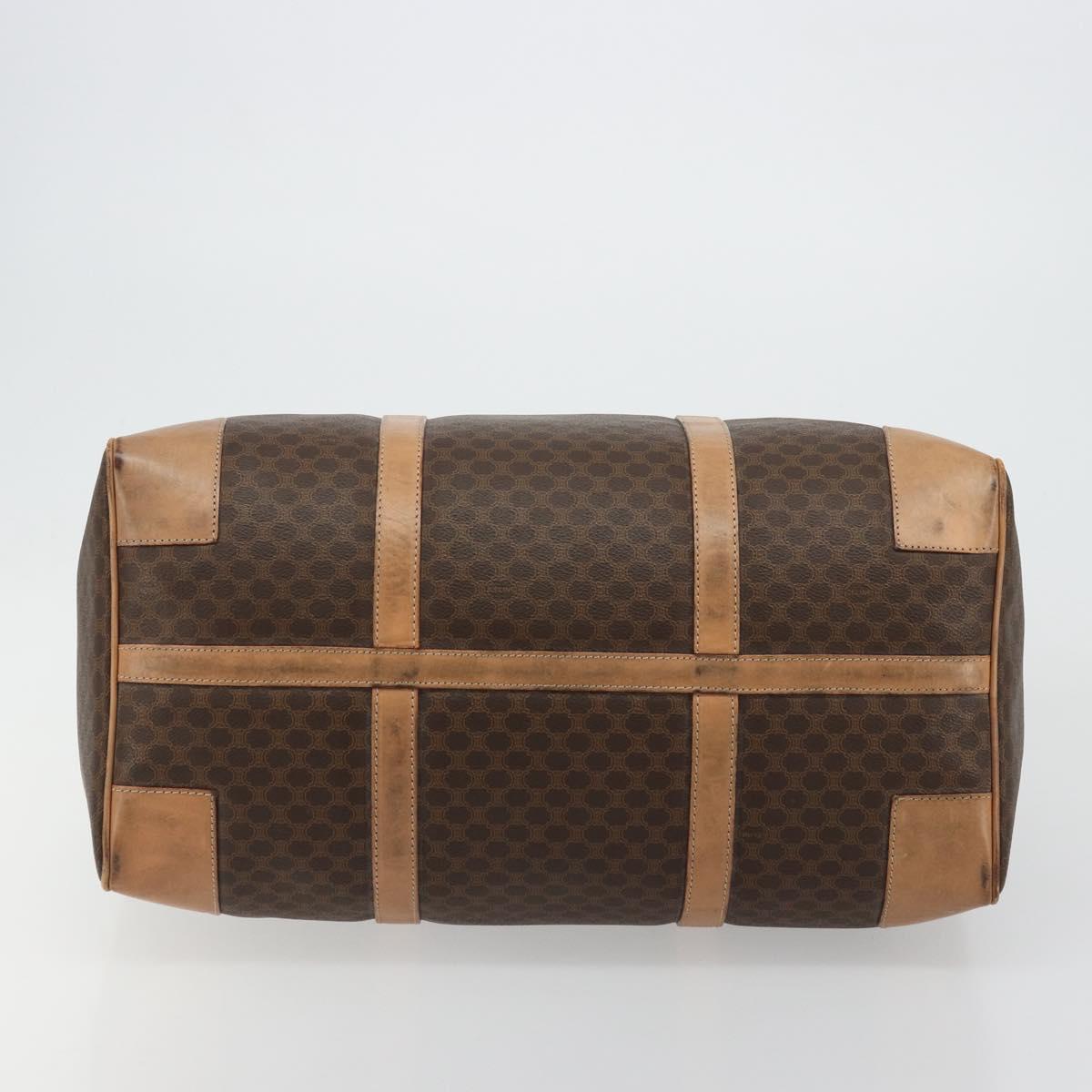 CELINE Macadam Canvas Boston Bag PVC Leather Brown Gold Auth ka4108A
