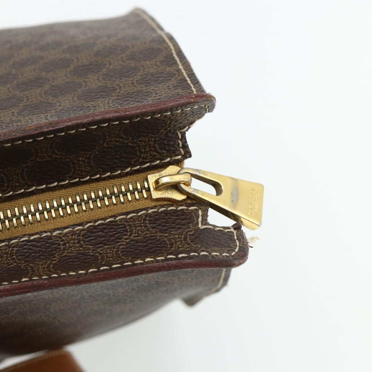 CELINE Macadam Canvas Tote Bag PVC Leather Brown Gold Auth ka4109