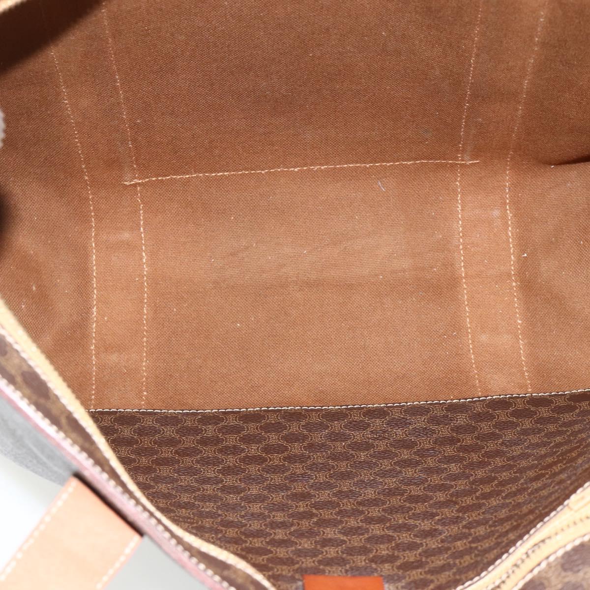 CELINE Macadam Canvas Tote Bag PVC Leather Brown Gold Auth ka4109