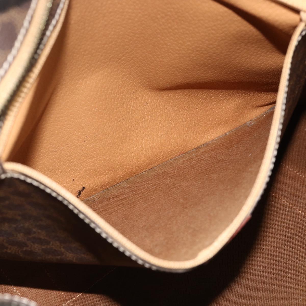 CELINE Macadam Canvas Tote Bag PVC Leather Brown Gold Auth ka4109