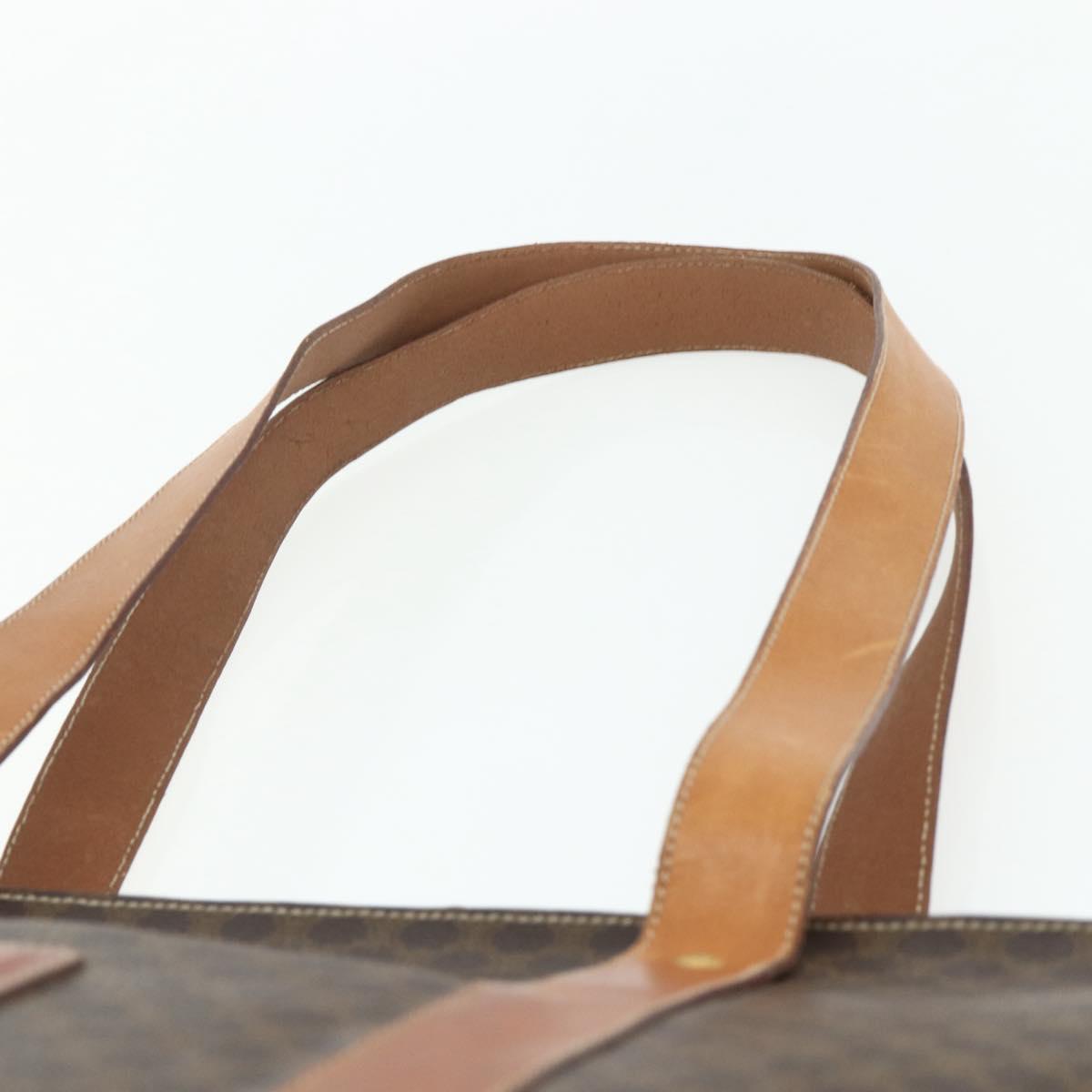 CELINE Macadam Canvas Tote Bag PVC Leather Brown Gold Auth ka4109