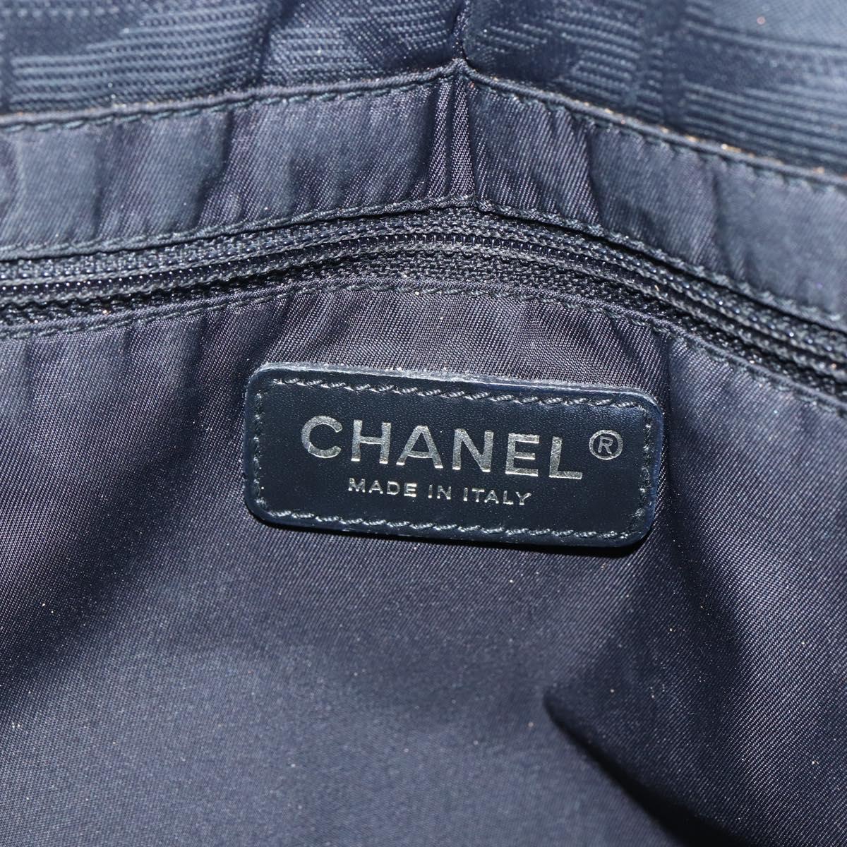 CHANEL New Travel Line Tote Bag Nylon Black gold CC Auth ka411