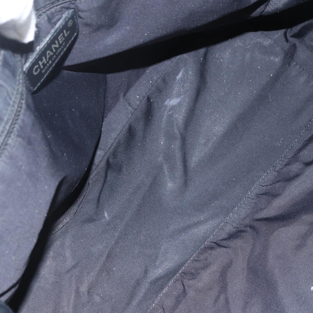 CHANEL New Travel Line Tote Bag Nylon Black gold CC Auth ka411